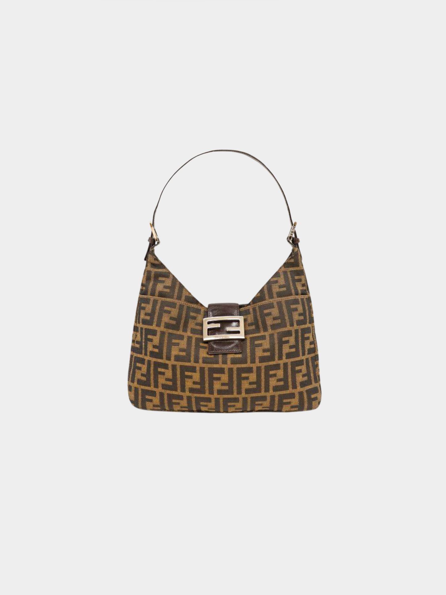 Fendi 2010s Brown Monogram Zucca Hobo Shoulder Bag