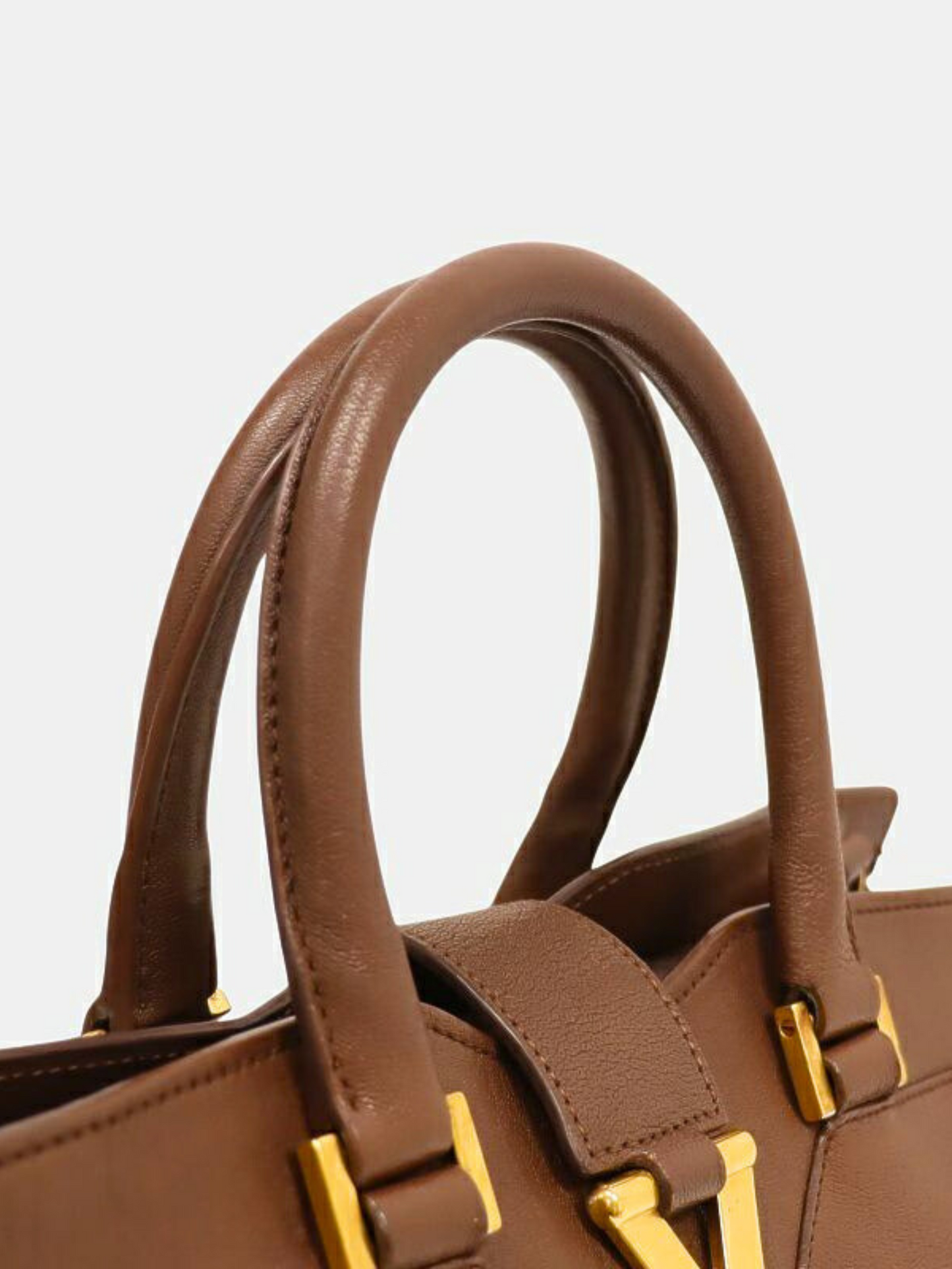Yves Saint Laurent 2010s Brown Leather Y-Line Cabas Chic Bag