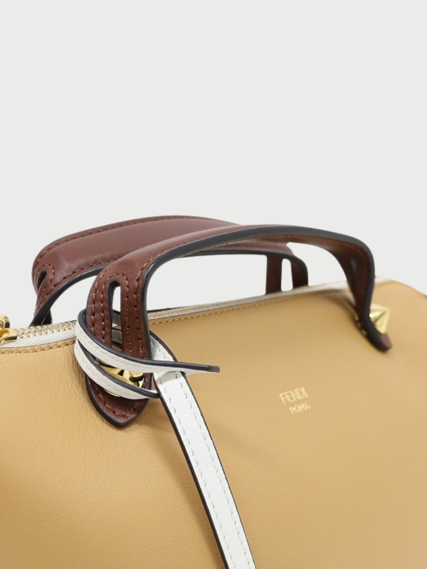 Fendi 2010s Beige Brown White Leather By The Way Medium Bag