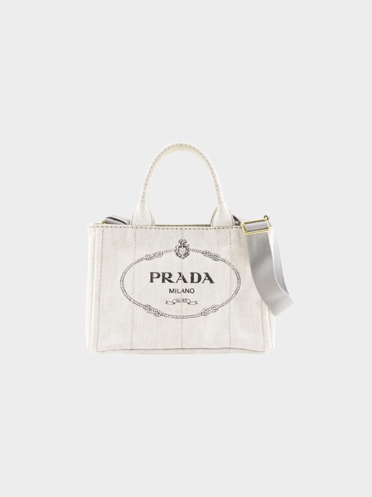 Prada 2010s Gray Denim Canapa Mini Tote Bag