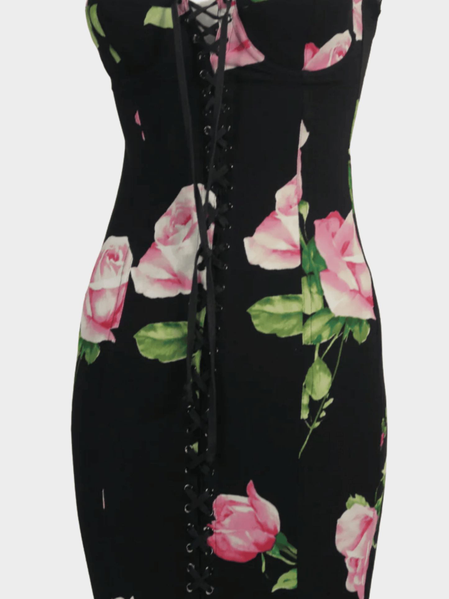 Dolce and Gabbana SS 2003 Black Lace-Up Corset Lingerie Silk Dress