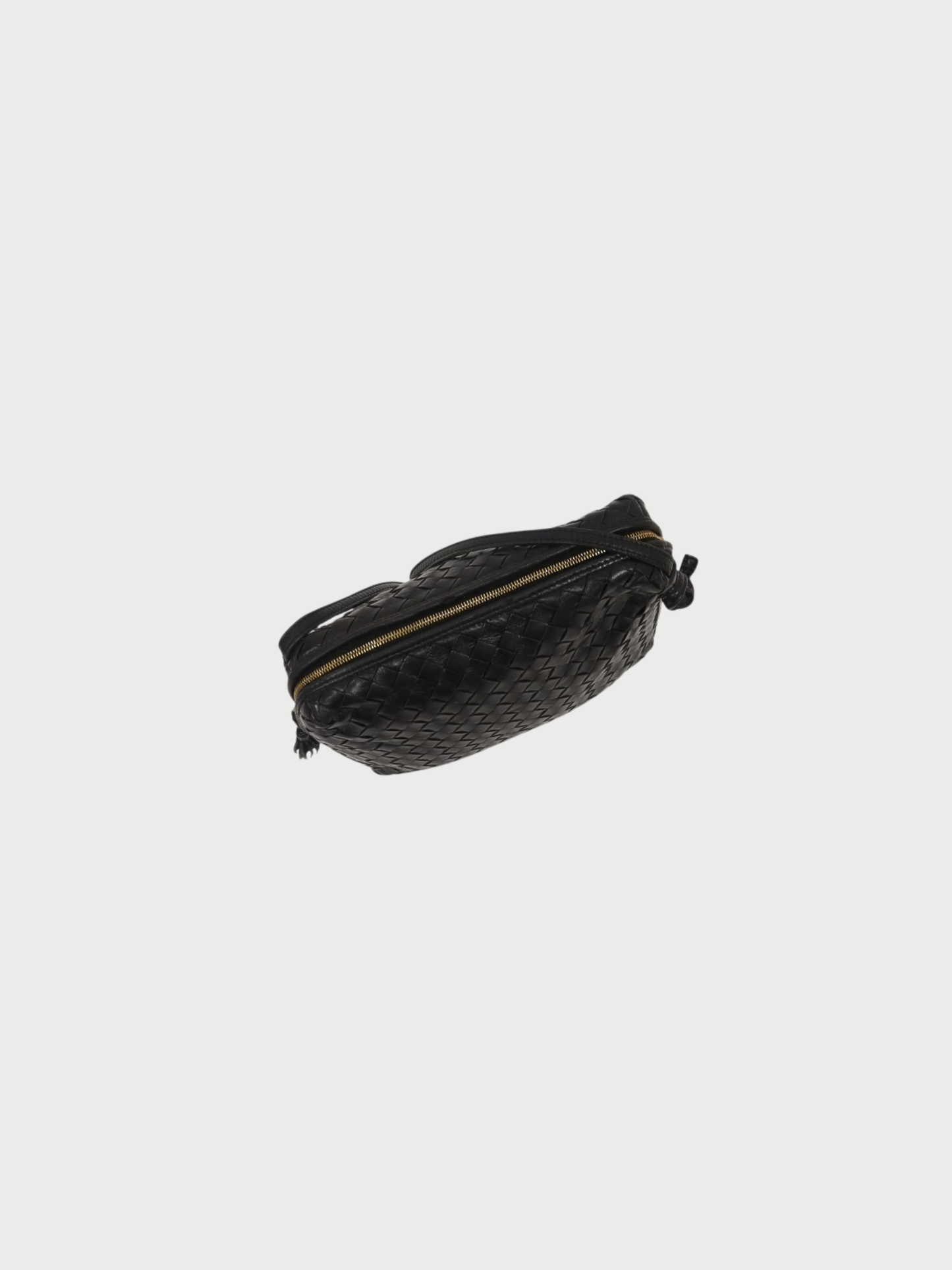 Bottega Veneta 2010s Black Intrecciato Leather Shoulder Bag