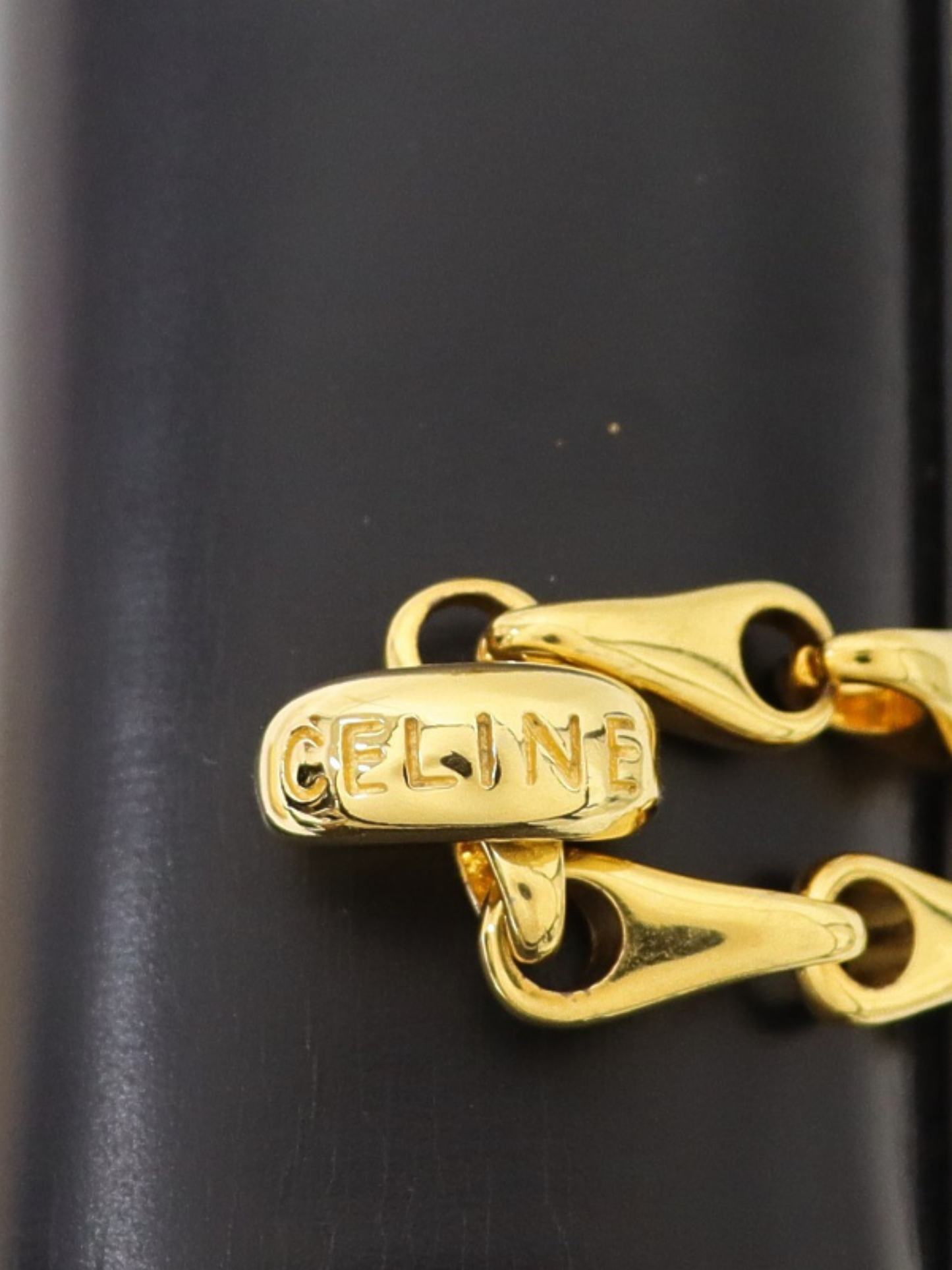 Celine 2010s Black Leather Chain Shoulder Bag