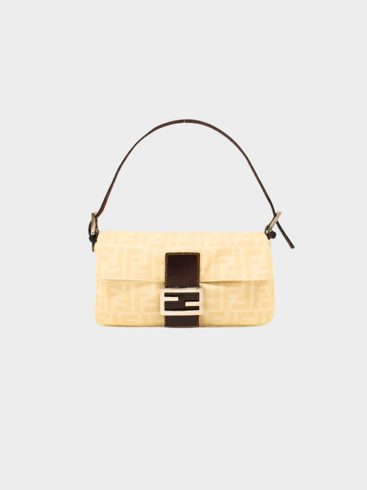 Fendi 2000s Beige Zucca Baguette Bag