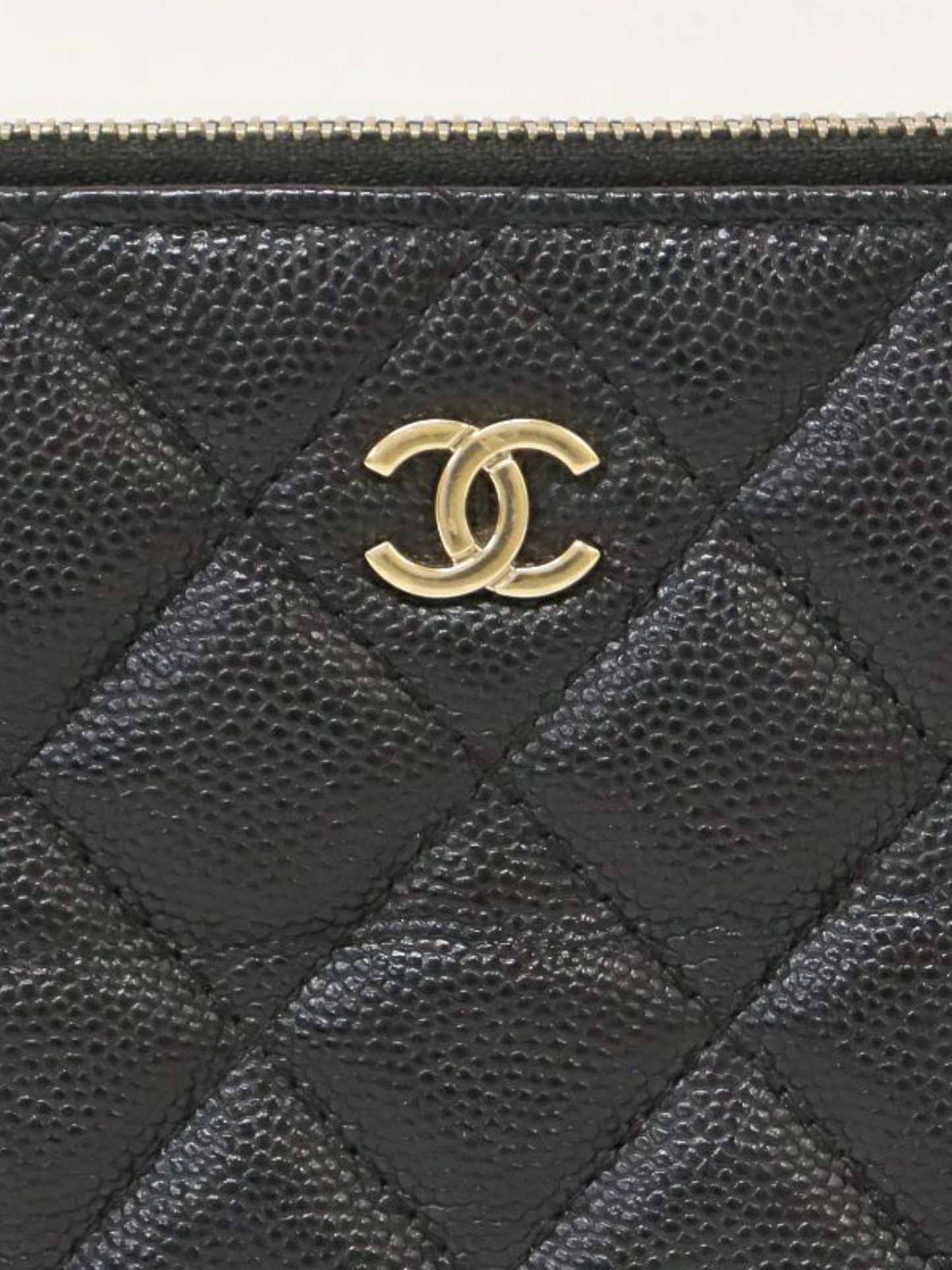 Chanel 2019 Black Caviar Skin Chain Wallet
