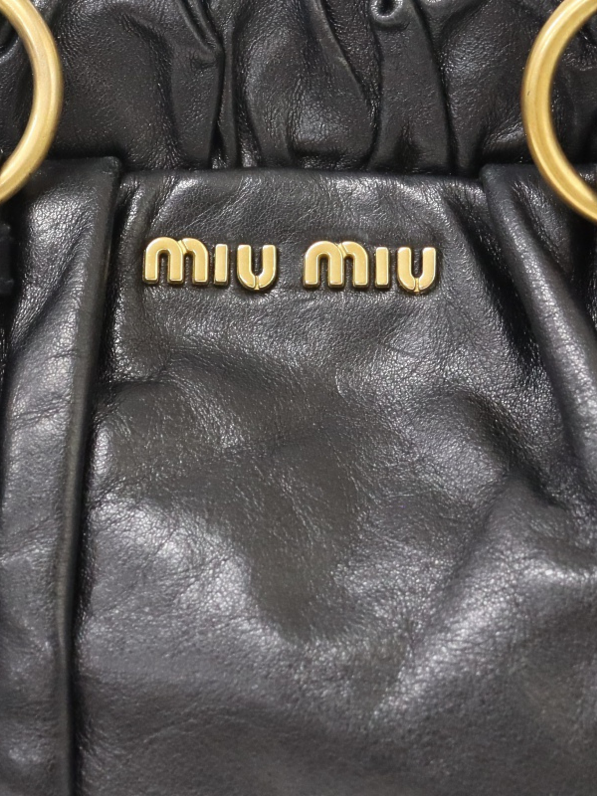 Miu Miu 2010s Black Vitello Lux Leather Logo 2Way Bag