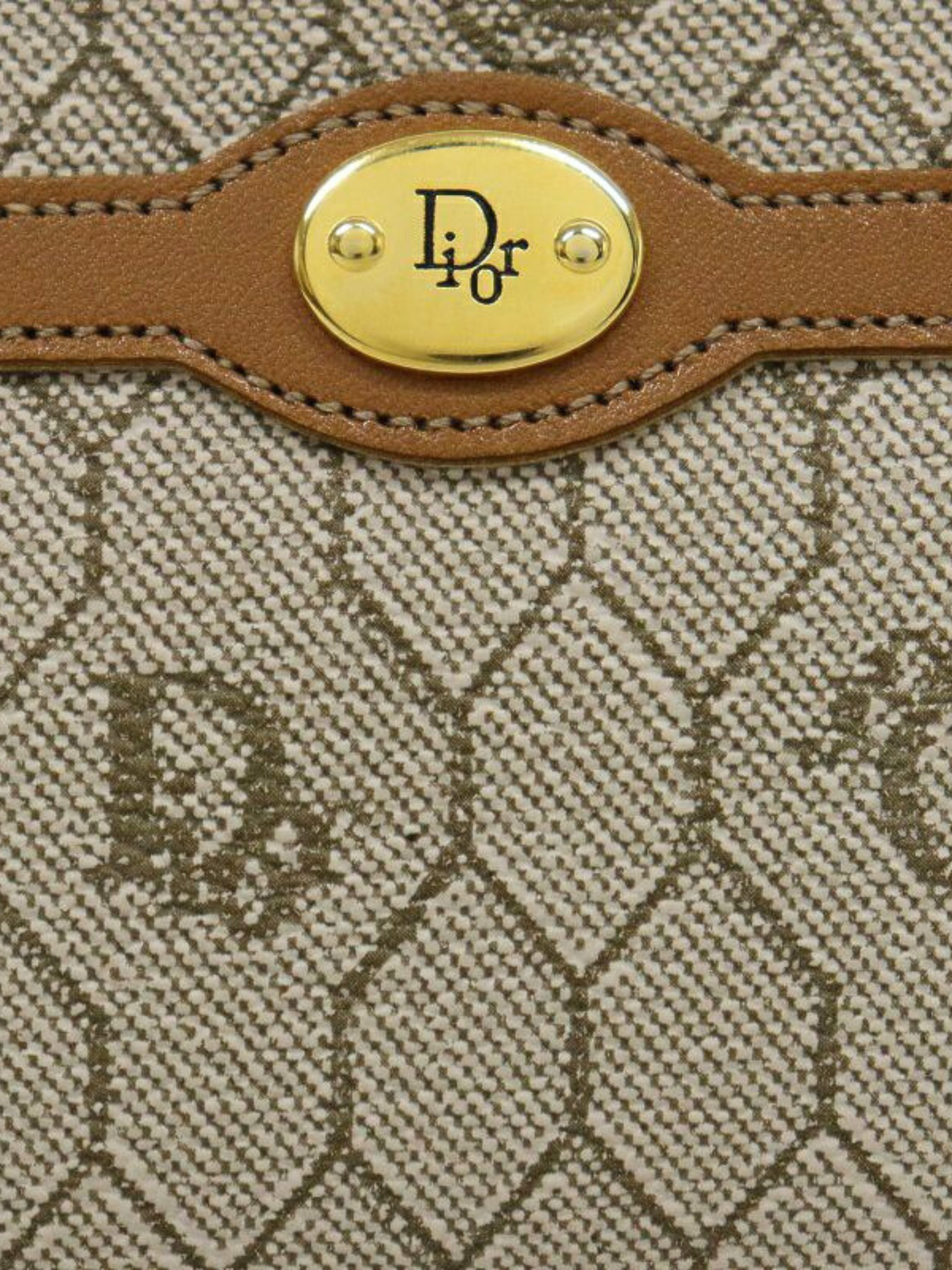 Christian Dior 2000s Beige Brown Honeycomb Frame Coin Case