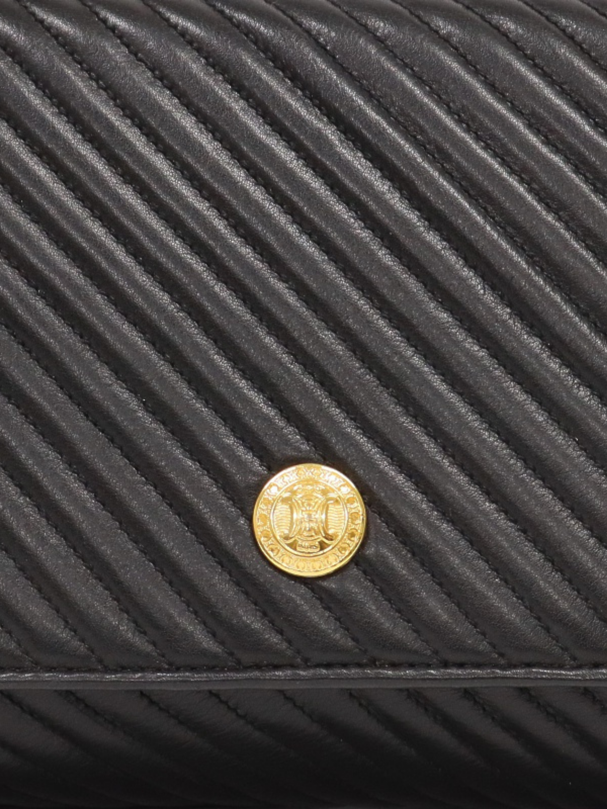 Celine 2000s Black Leather Blazon Hardware Shoulder Bag