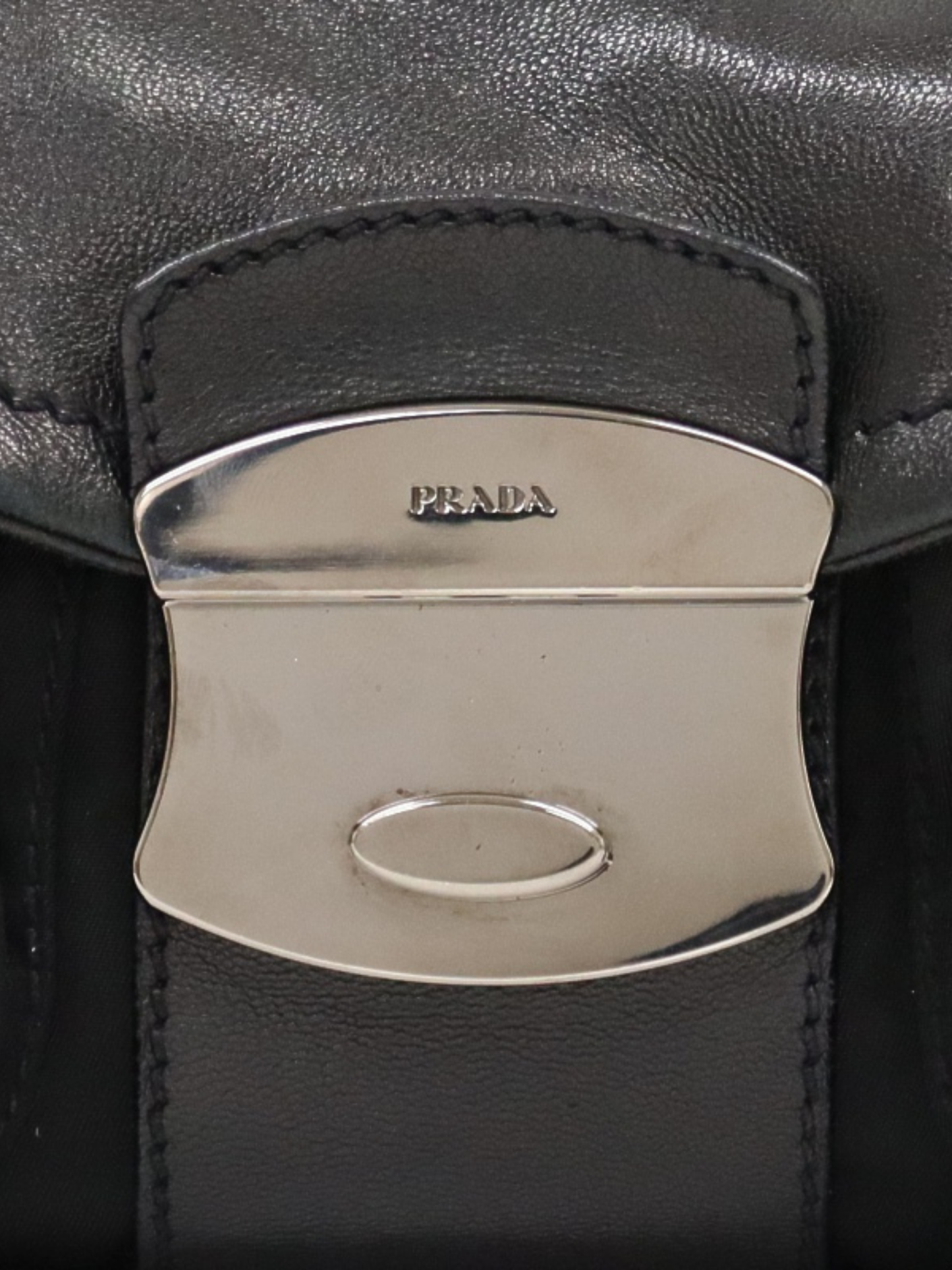 Prada 2000s Black Nylon Triangle Logo One-Shoulder Bag