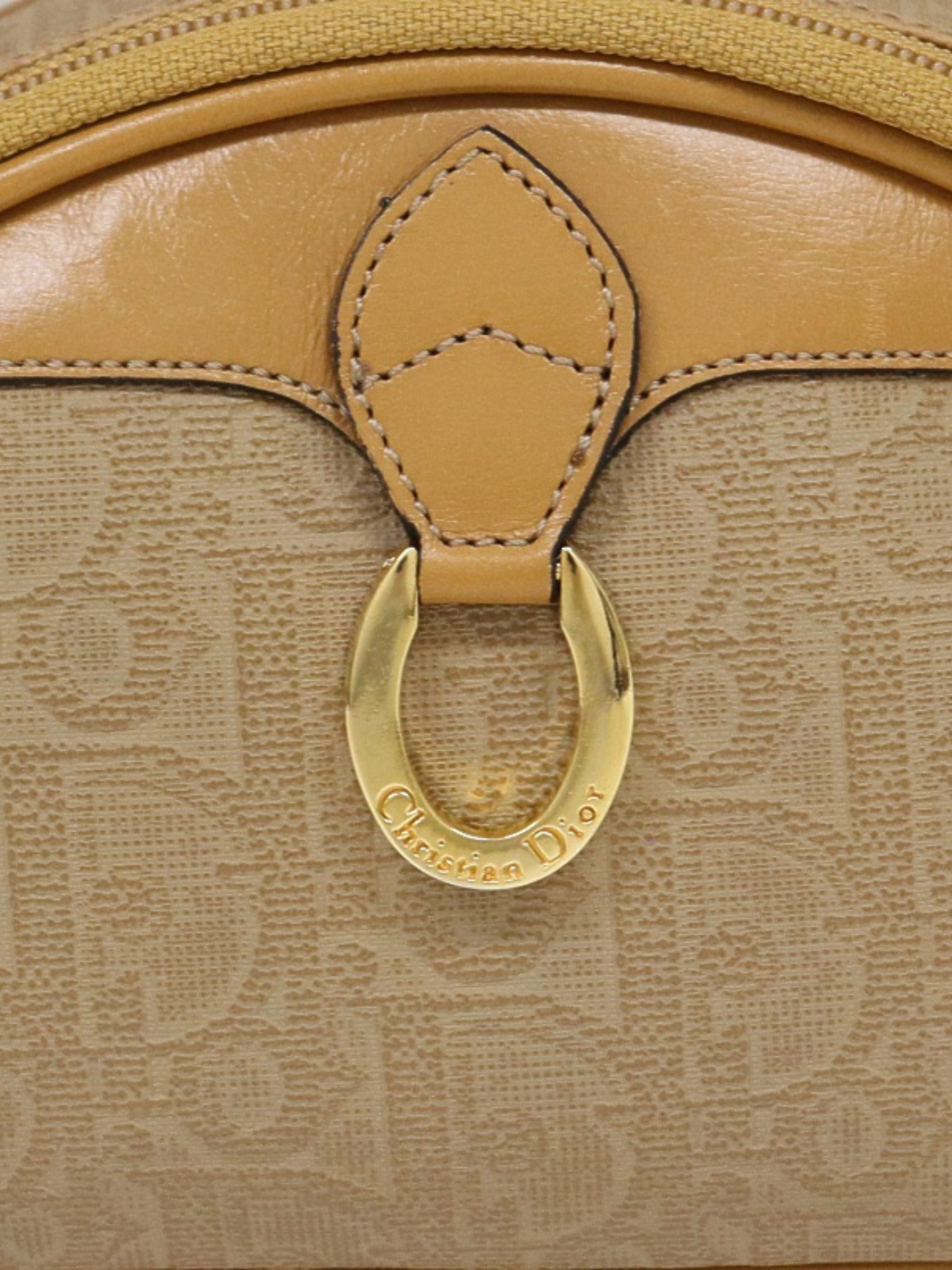 Christian Dior 2000s Beige Trotter PVC Leather Mini Handbag