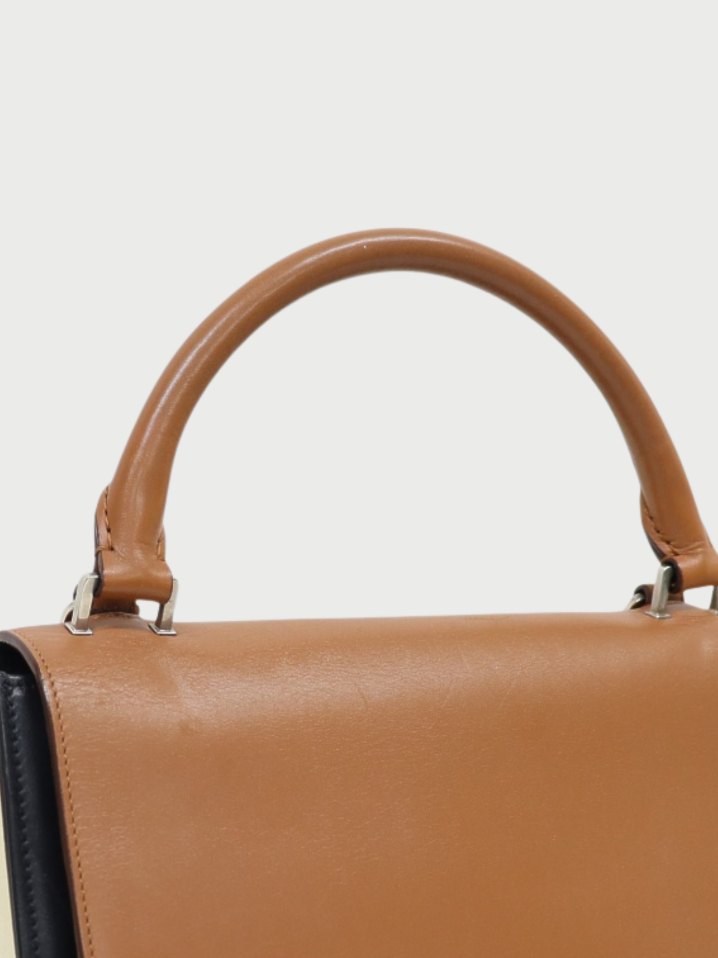 Celine 2011 Black Ivory Brown Leather Trapeze Bag