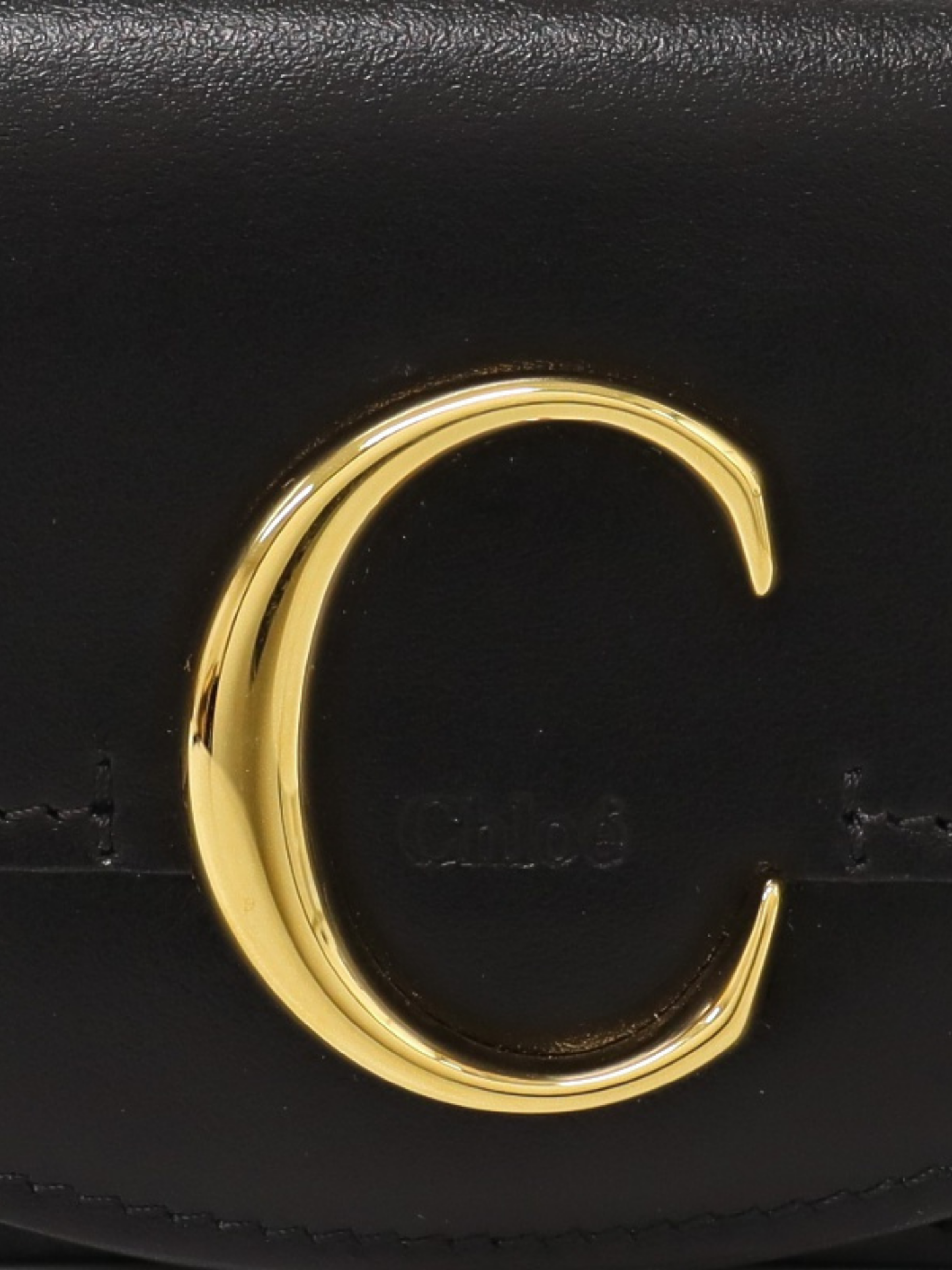 Chloé 2020s Black Leather Logo Hardware Card Case