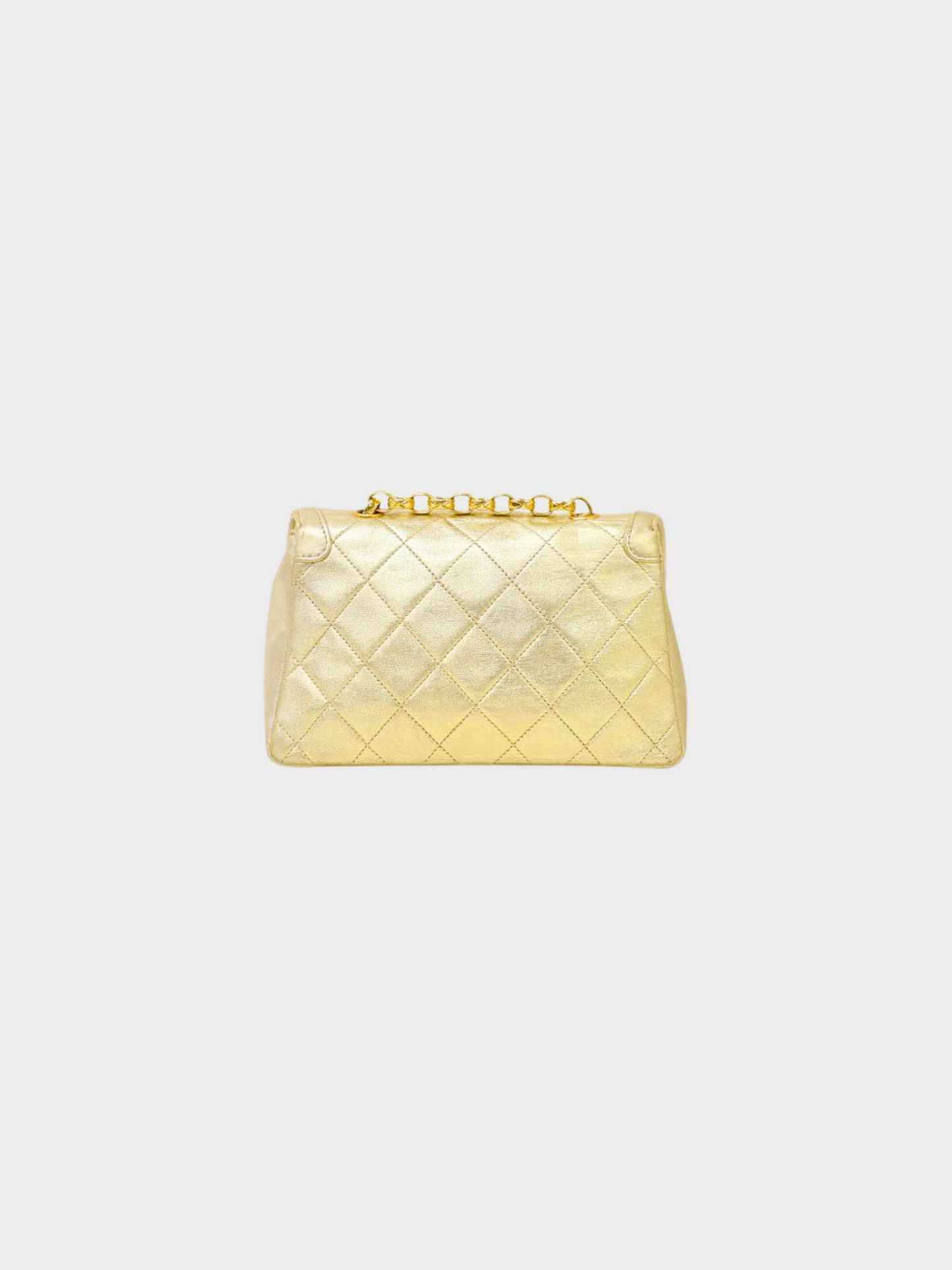 Chanel 1990 Gold Mini Matelasse Shoulder Bag