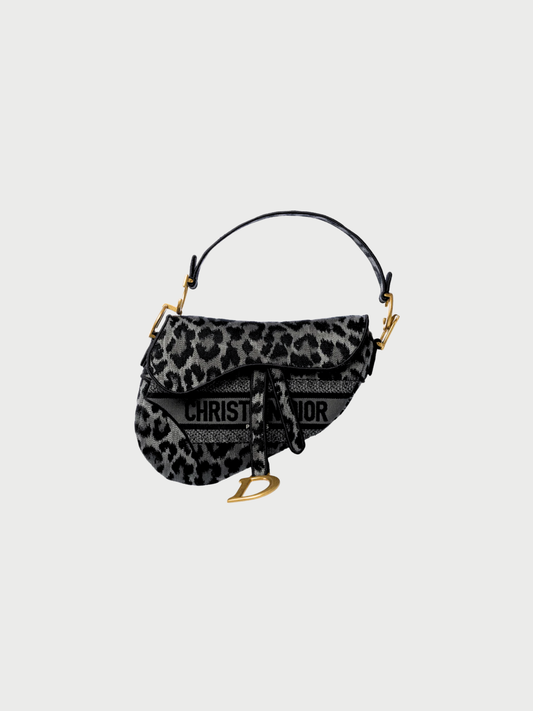 Christian Dior 2020s Grey Mizza Tweed Saddle Bag
