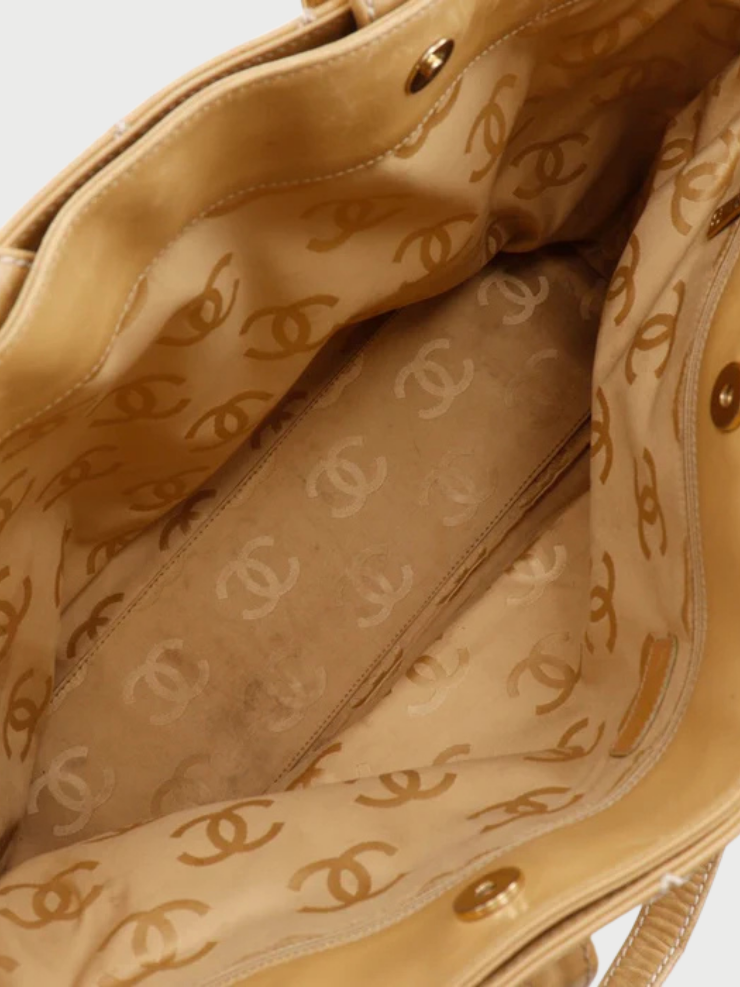 Chanel 2000s Beige Calfskin Wild Stitch Tote Bag