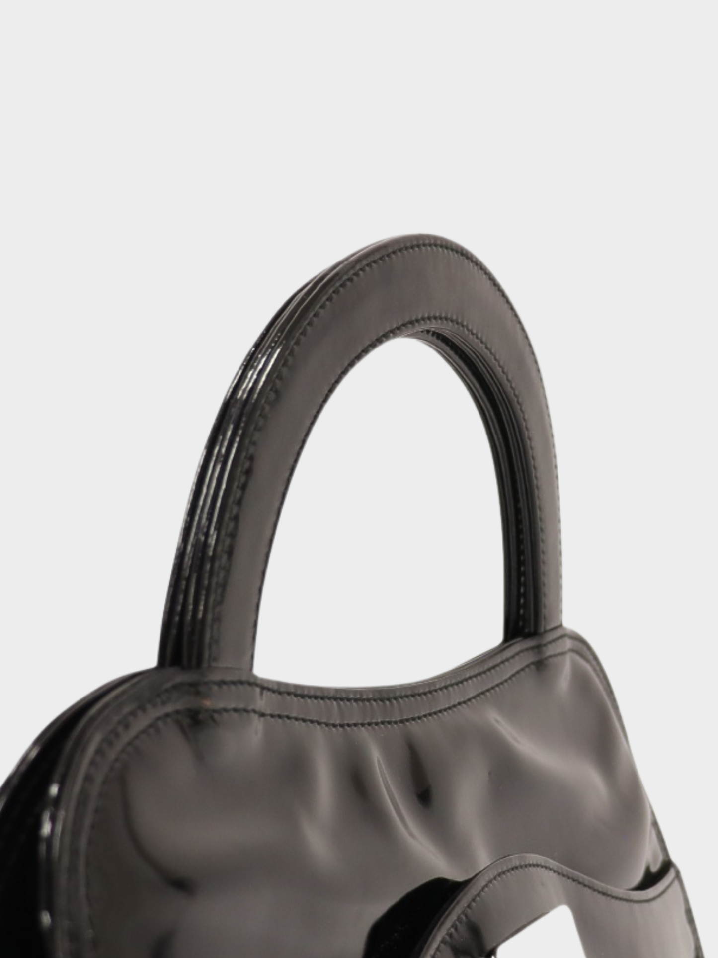 Fendi 2000s Black Patent Leather Logo Handbag