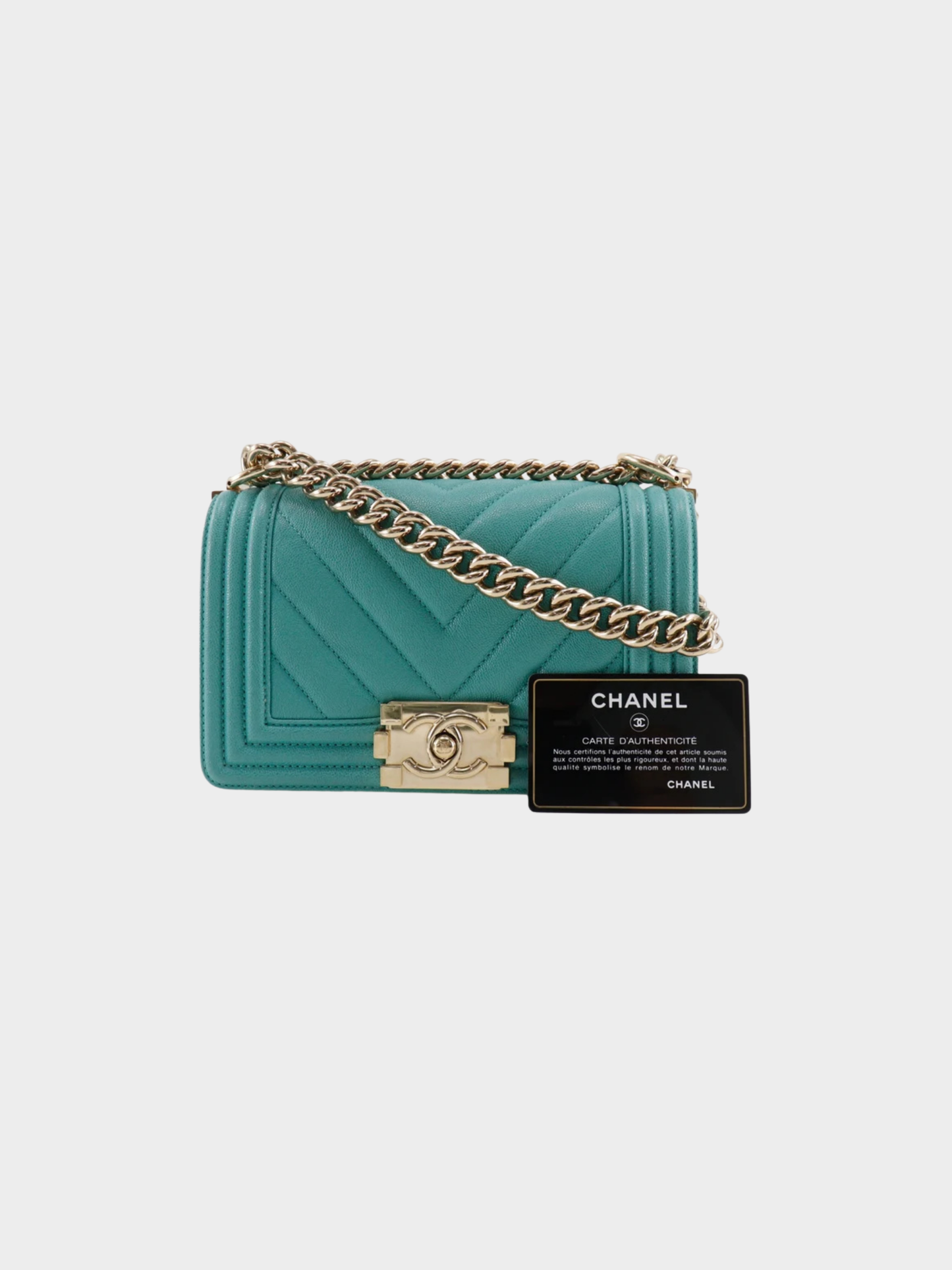Chanel 2019 Green Caviar Leather Boy Chanel Shoulder Bag