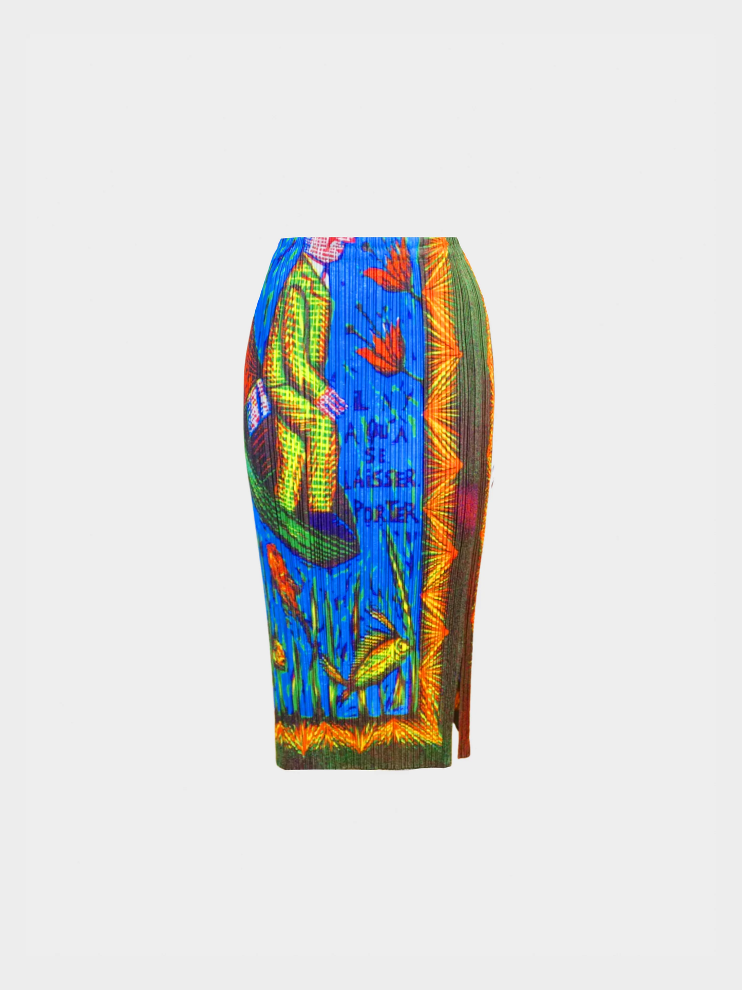 Issey Miyake 2001 Graphic Printed Midi Skirt