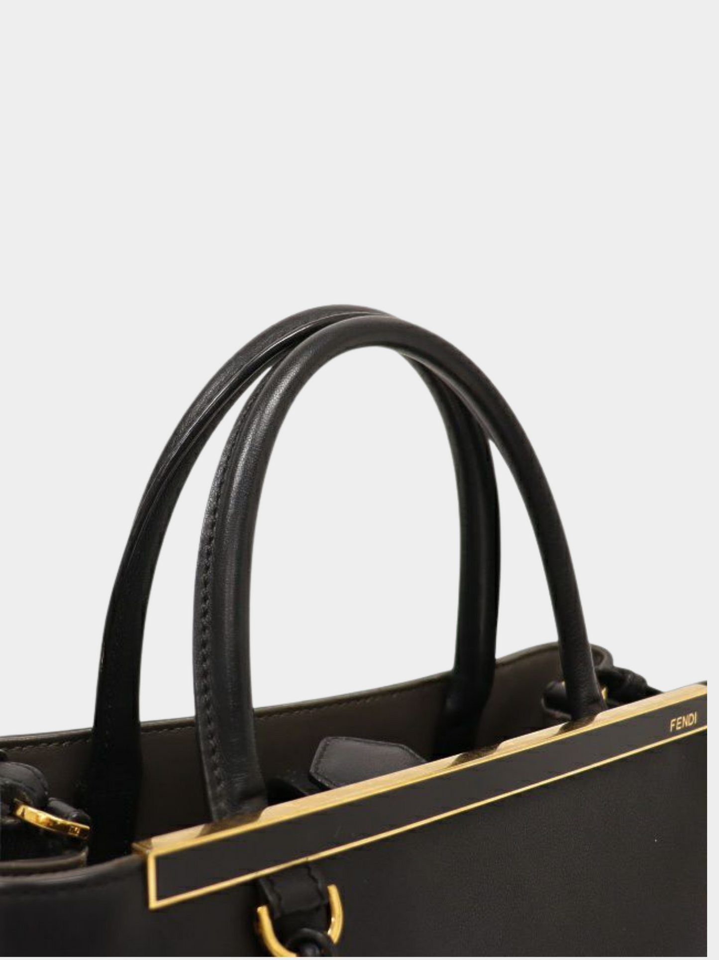 Fendi 2010s Black Leather 2Jours Tote Bag