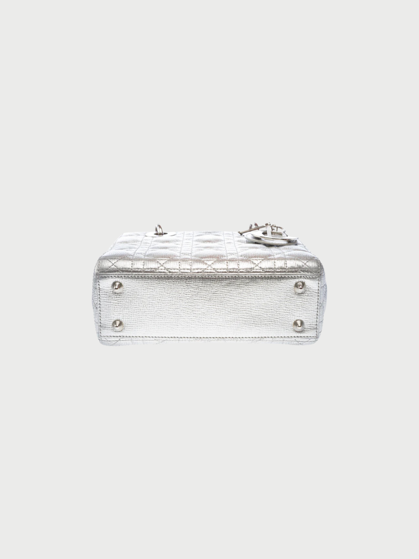 Christian Dior 2000s Silver Leather Lady Dior Small Bag