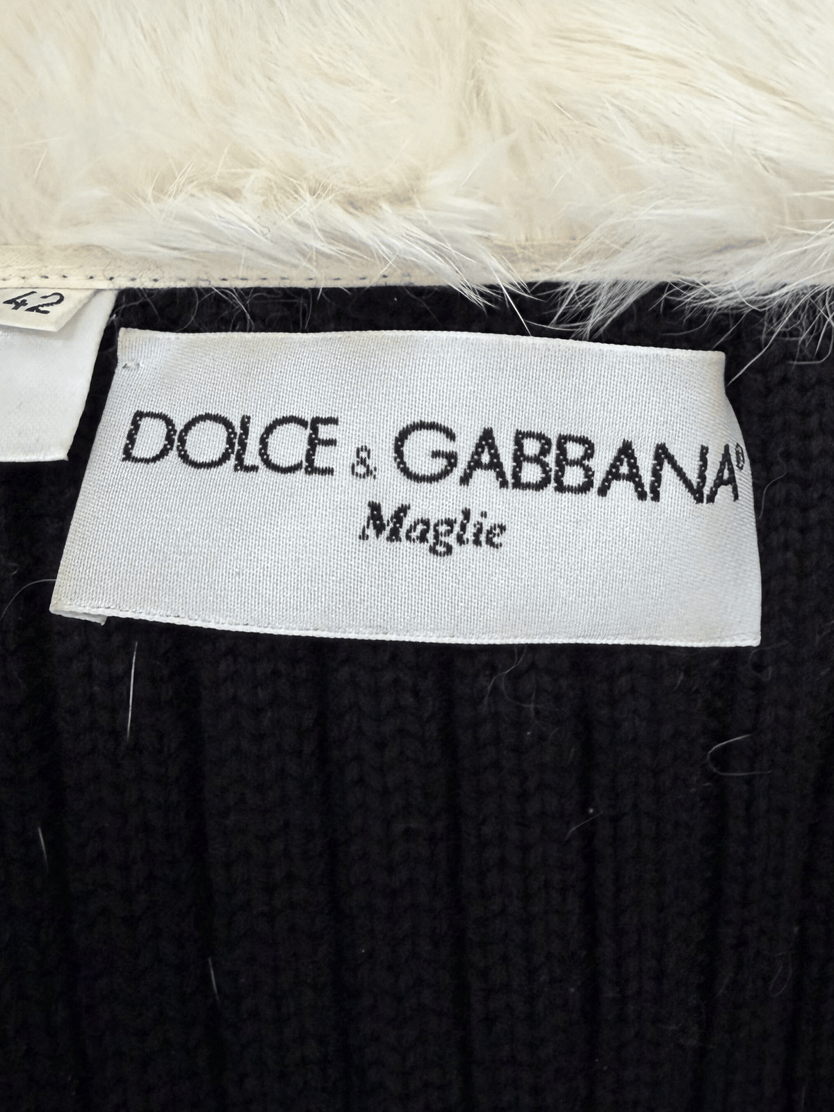 Dolce and Gabbana FW 1995 White Fur Trim Cardigan