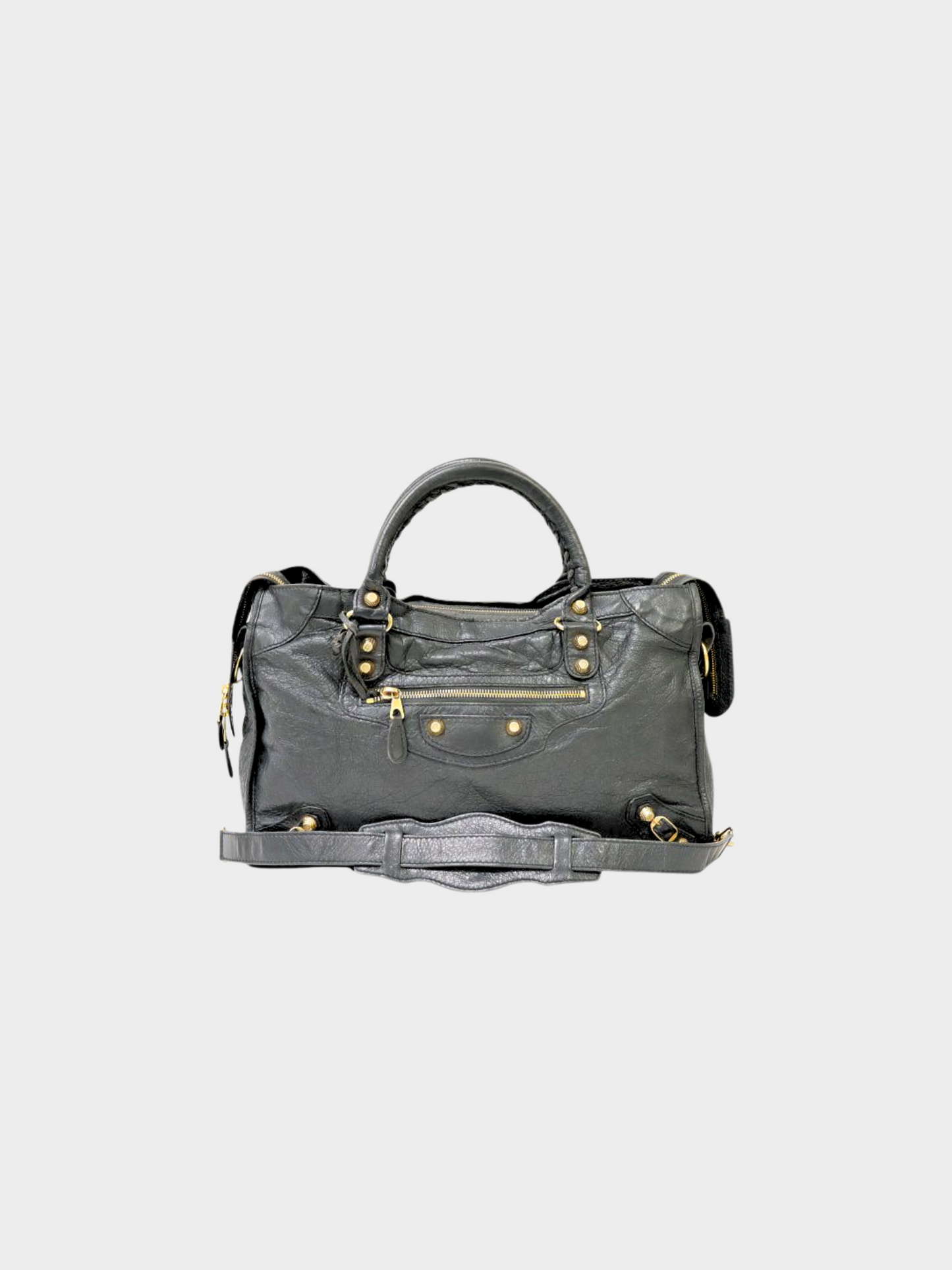 Balenciaga 2000s Black Moto Leather Giant Le City Bag