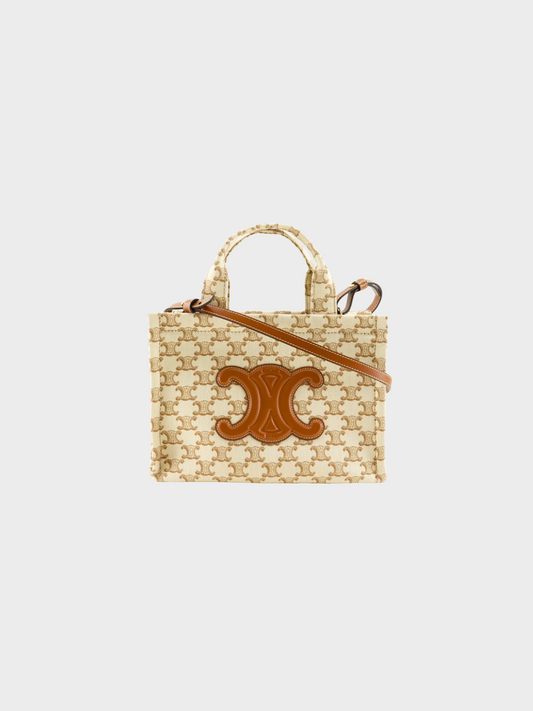 Celine 2010s Beige Monogram Triomphe Hippo Thais Tote Bag