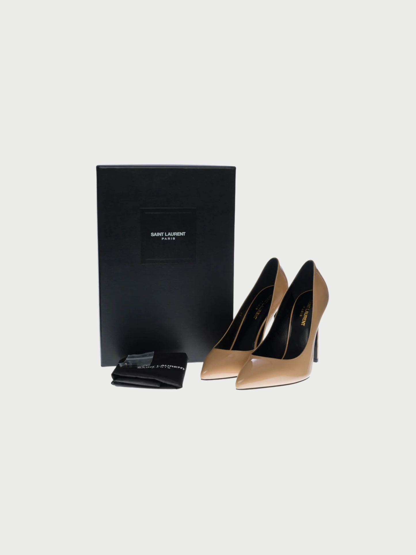 Yves Saint Laurent 2010s Beige Patent Leather Pointed Toe Pumps