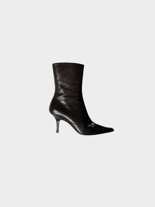 Christian Dior 2000s Brown Vintage Lock and Key Boots