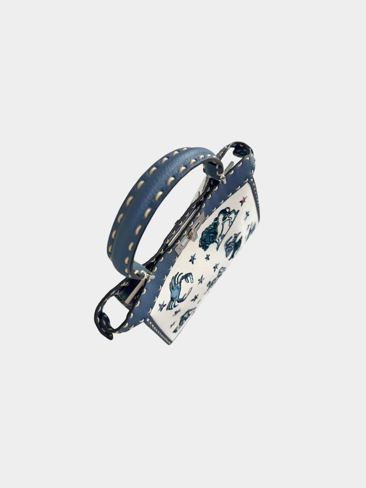 Fendi 2020s Blue and White Peekaboo ISeeU Limited Edition Aries Zodiac Bag