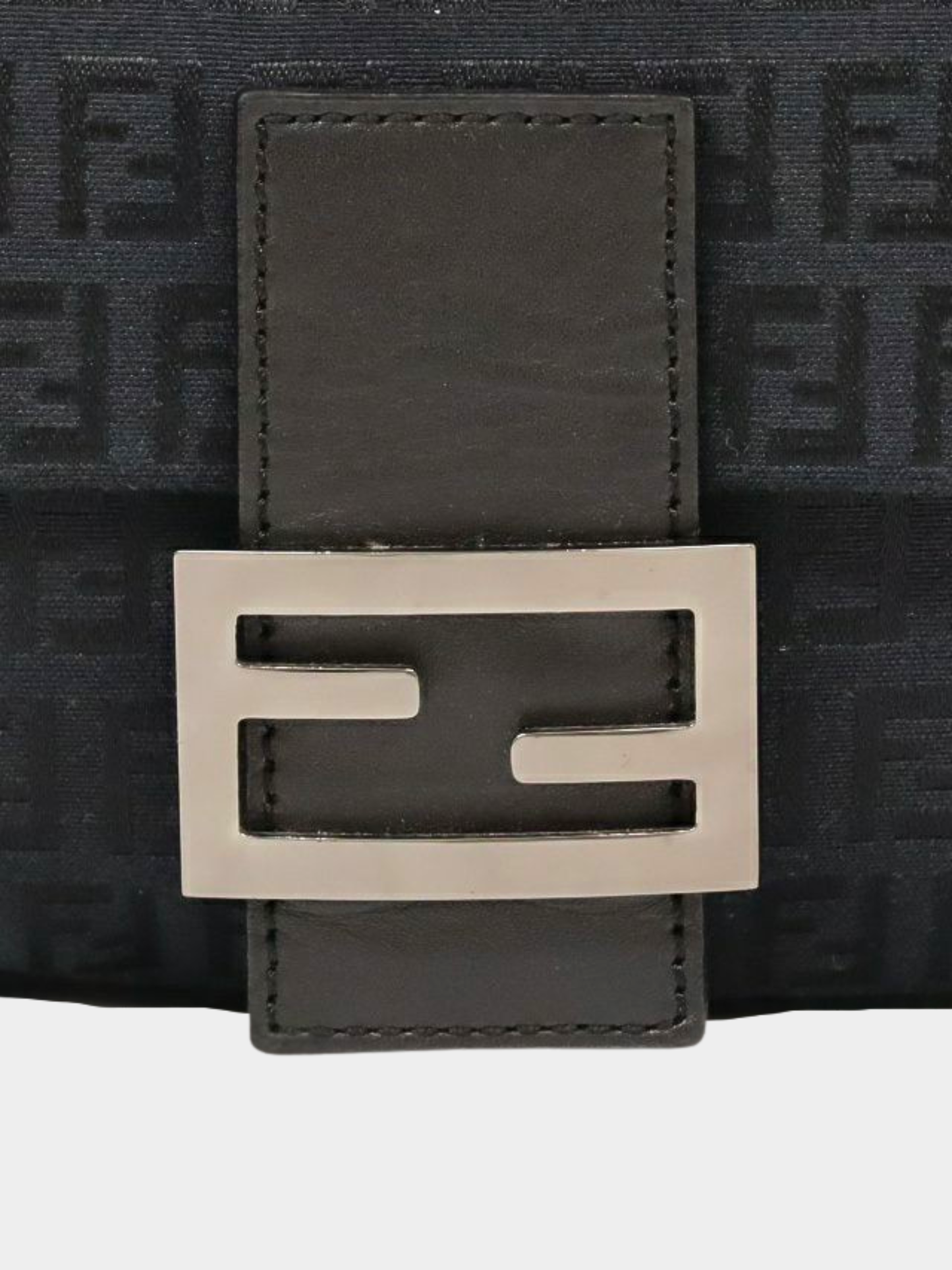 Fendi 2000s Black Canvas and Leather Zucca Mamma Baguette Bag