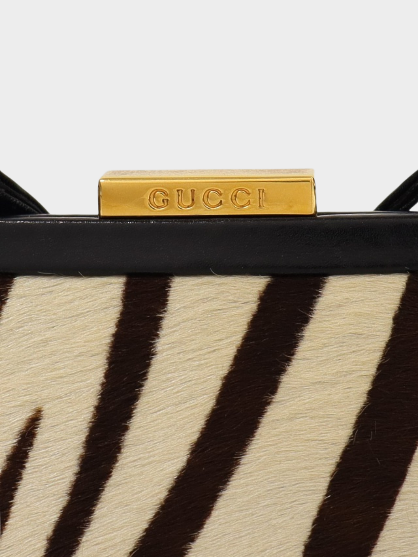 Gucci 2000s Ivory Brown Black Haircalf Leather Shoulder Bag