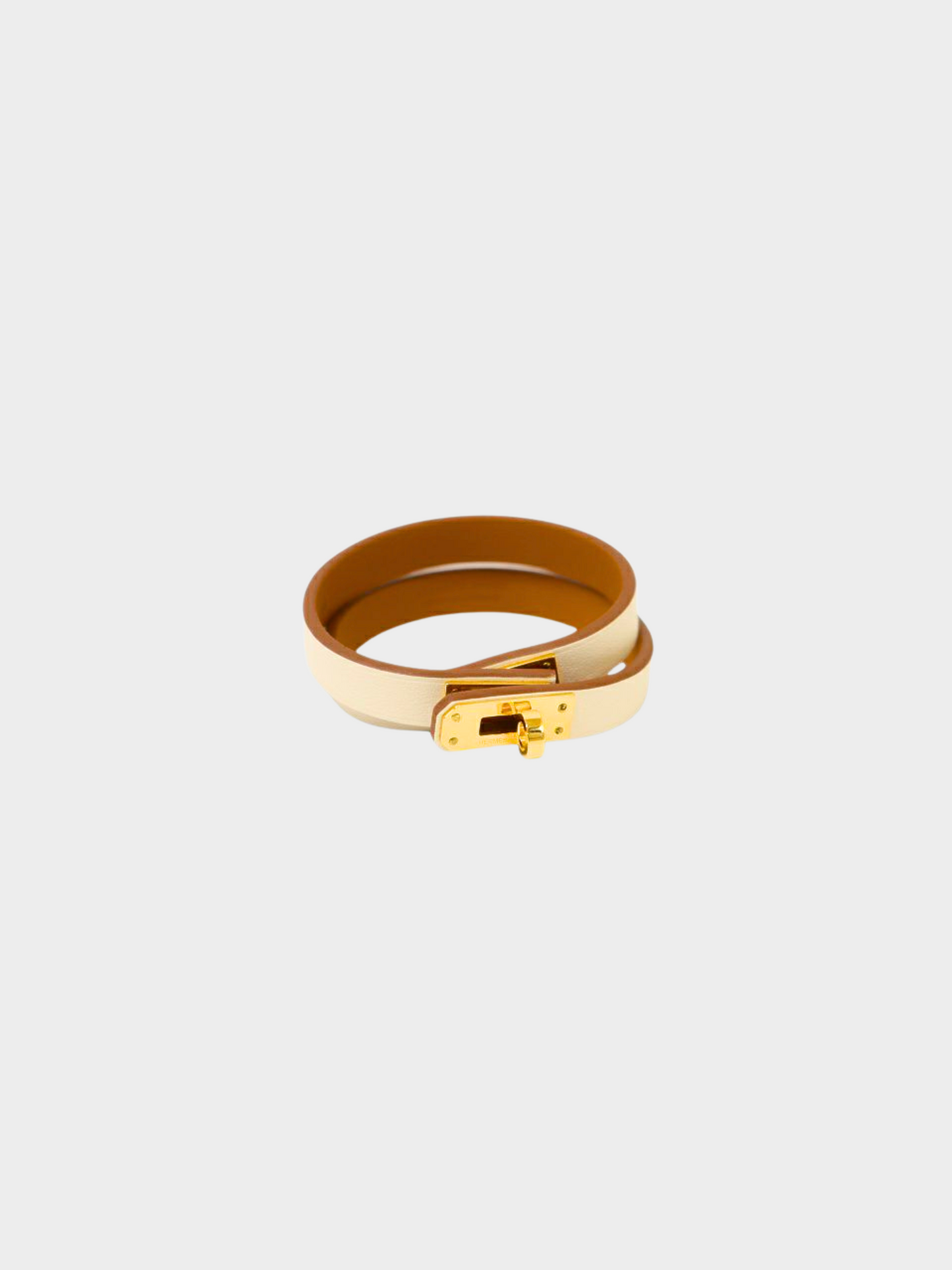 Hermes 2021 White Leather Kelly Double Bracelet