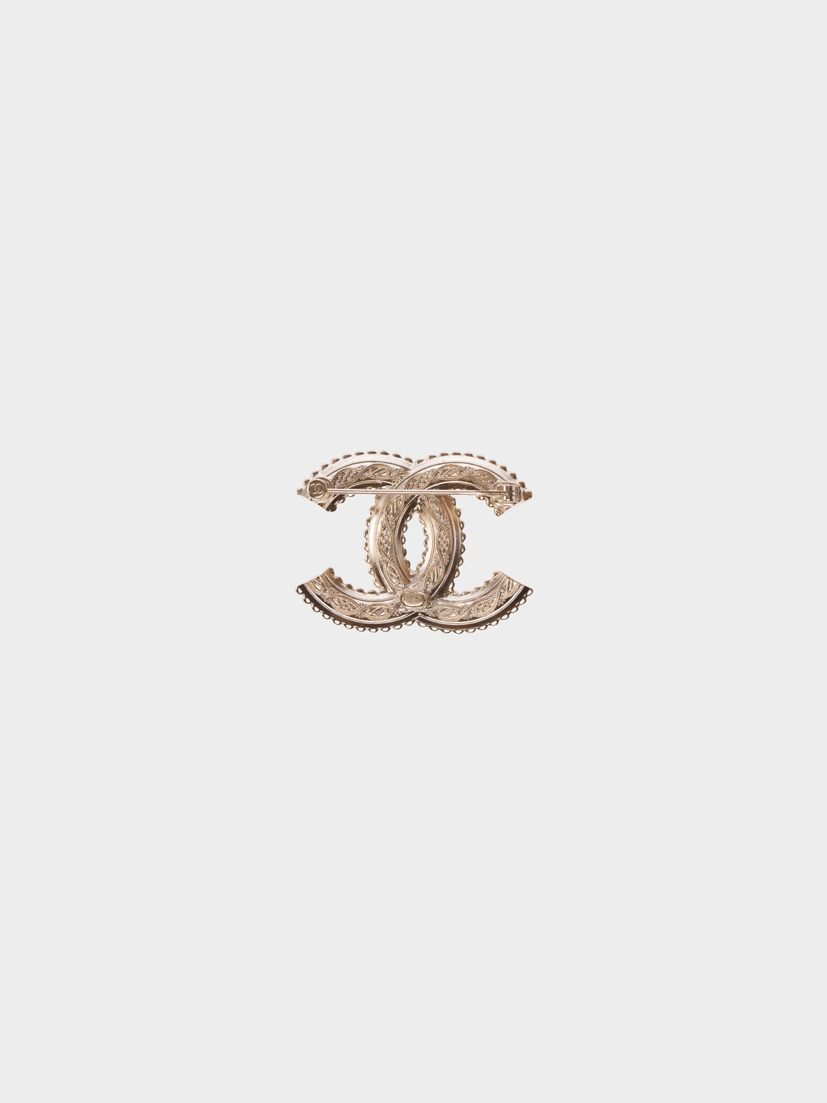 Chanel 2000s Gold Metal Rhinestone CC Brooch
