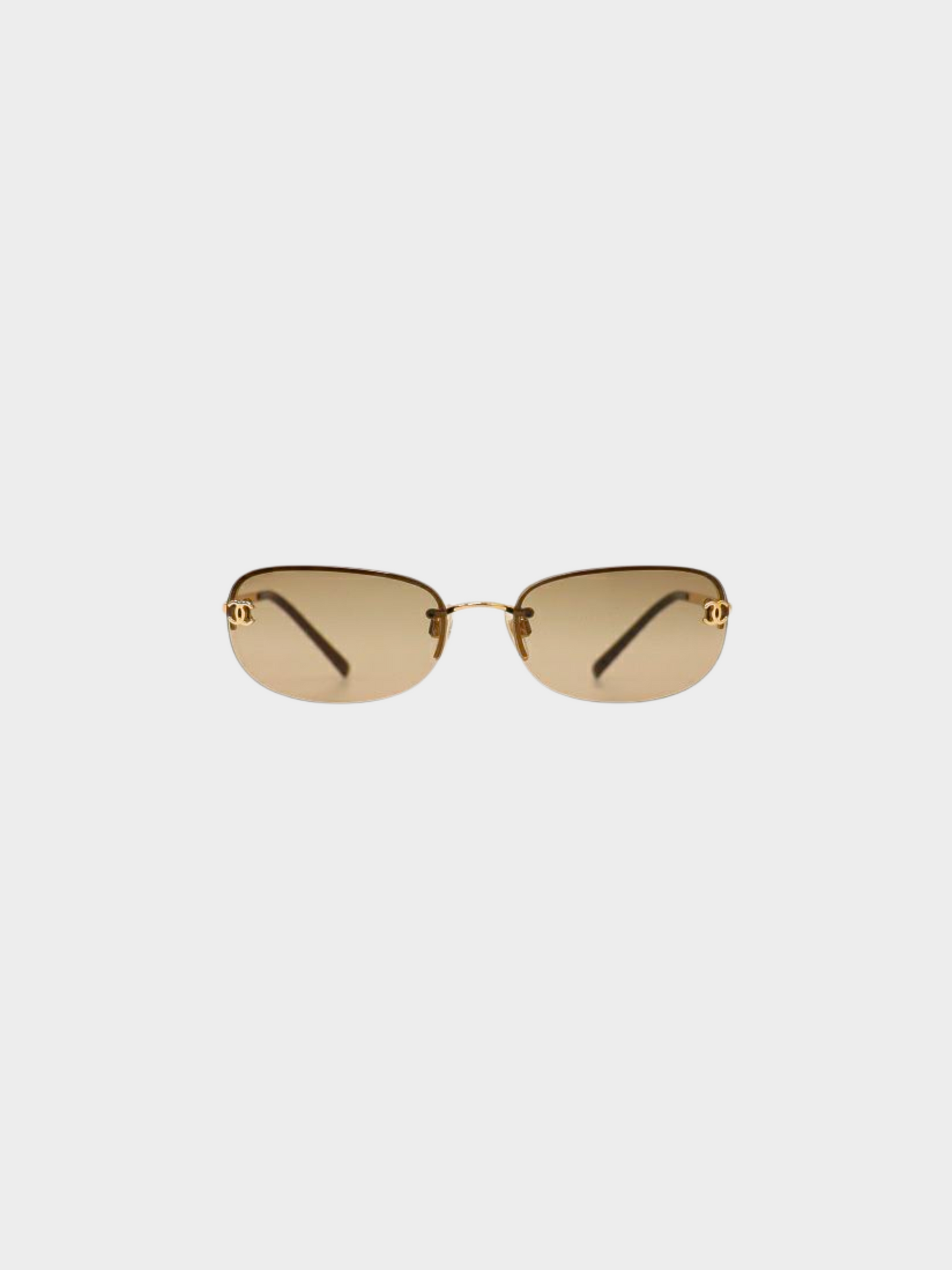 Chanel 2000s Beige CC Oval Sunglasses