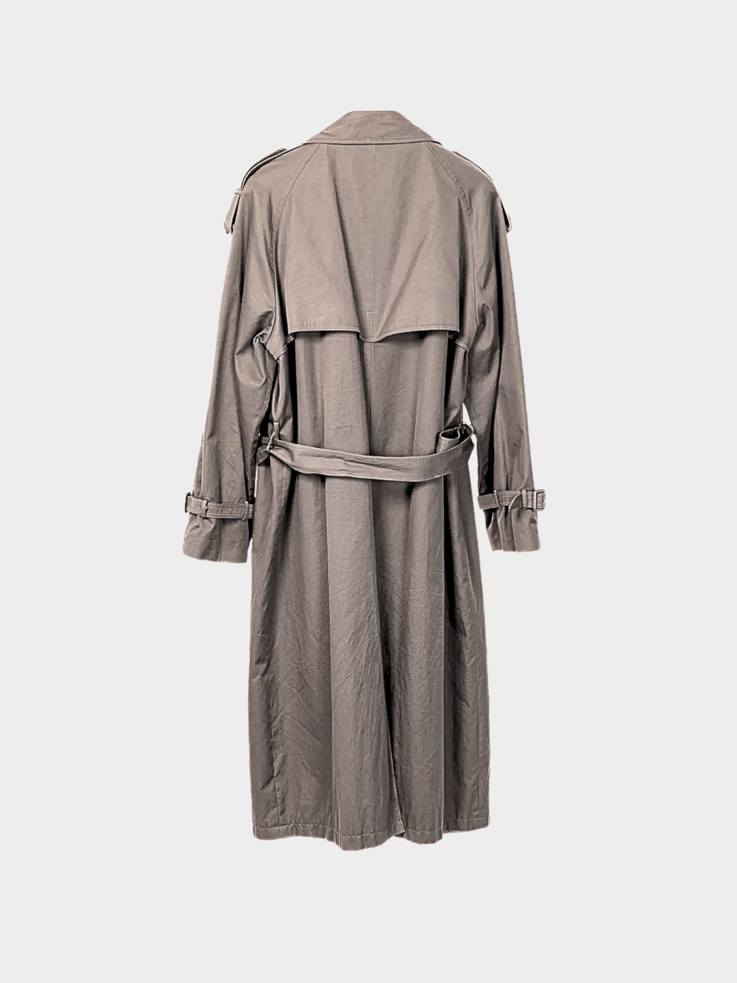 Yves Saint Laurent 2010s Grey Cotton-Twill Double-Breasted Belted Trench Coat