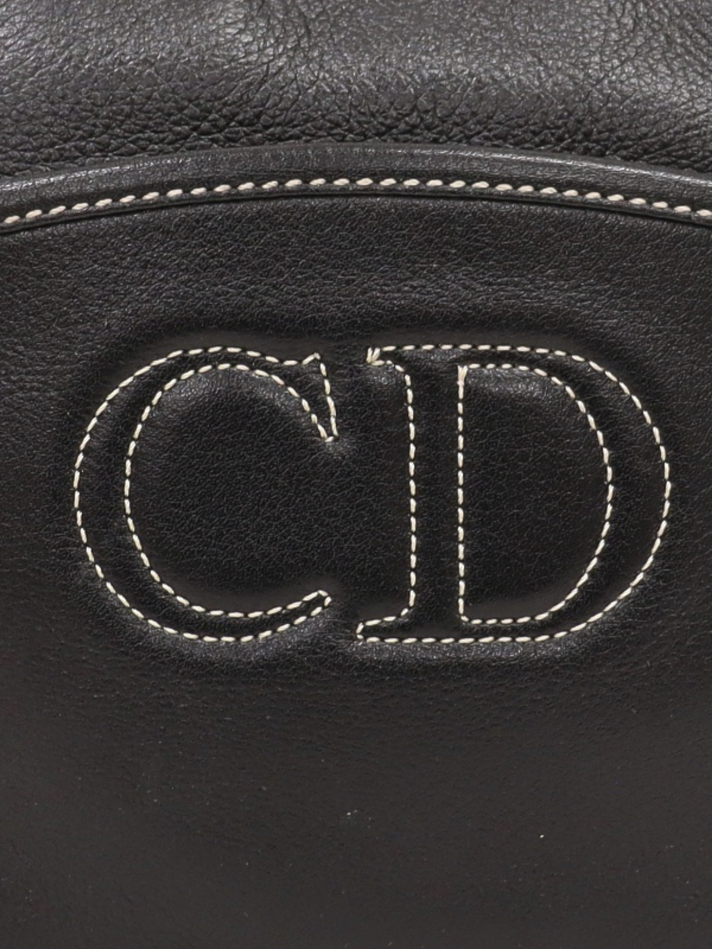 Christian Dior 2000s Black Leather CD Stitch Shoulder Bag
