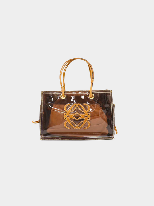 Loewe 2010s Brown Transparent Vinyl Anagram Shoulder Bag