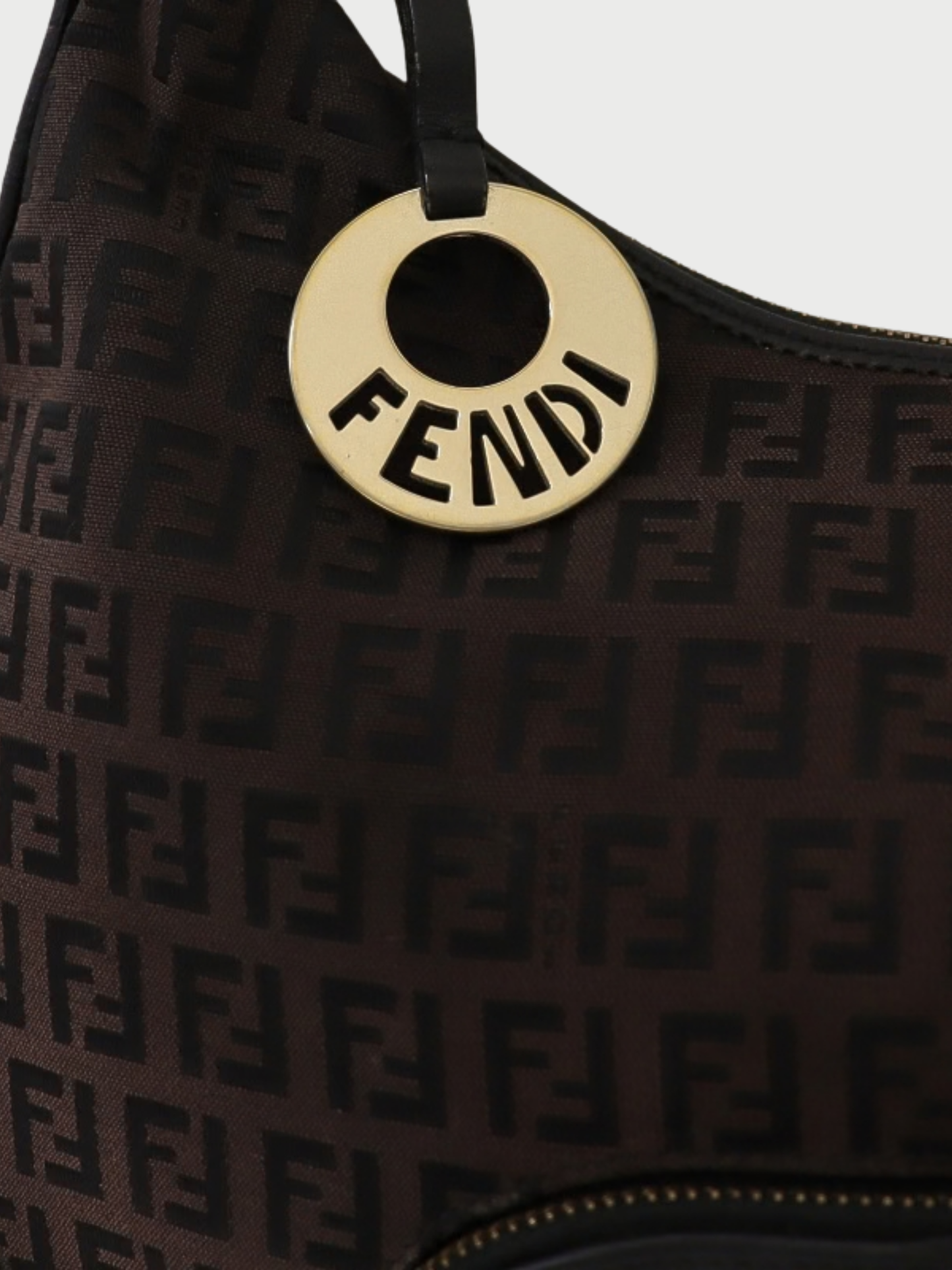 Fendi 2000s Brown Black Zucchino Canvas One Shoulder Bag