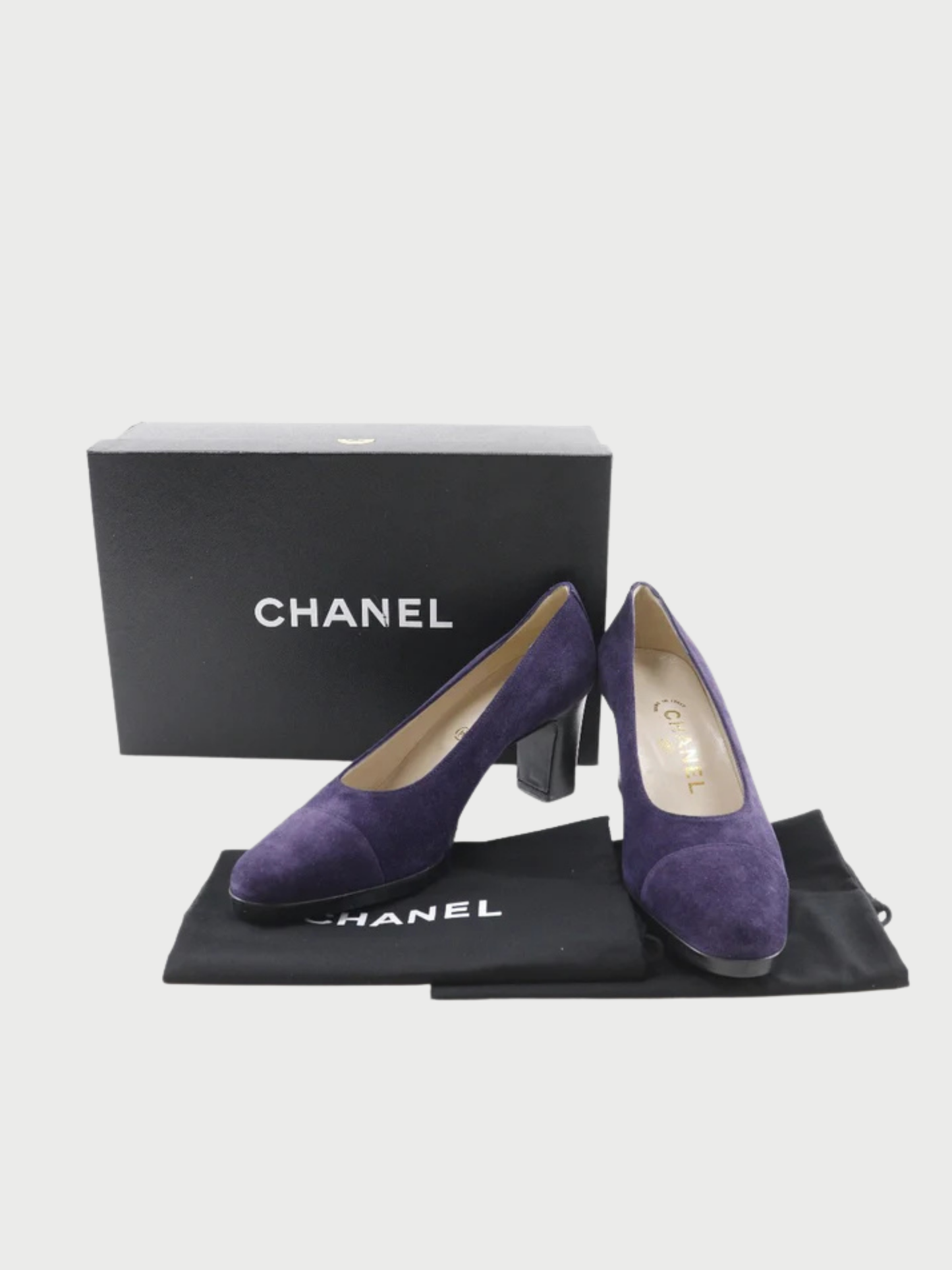 Chanel 1998 Purple Suede COCO Mark Pumps