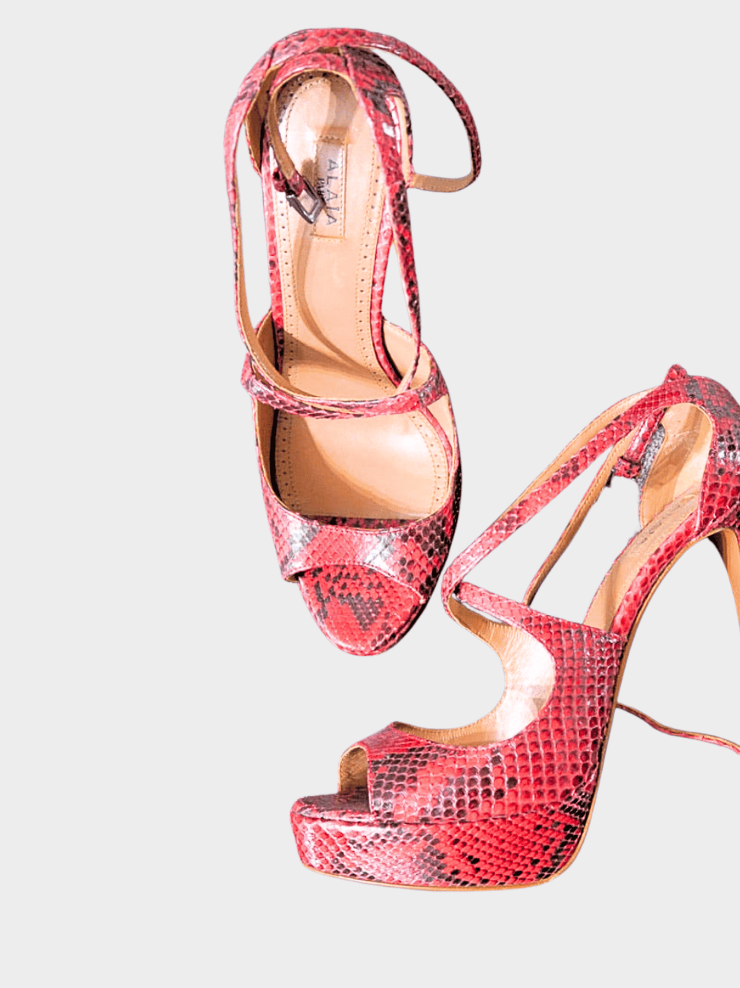 Alaïa 2010s Red Python Leather Platform Pumps