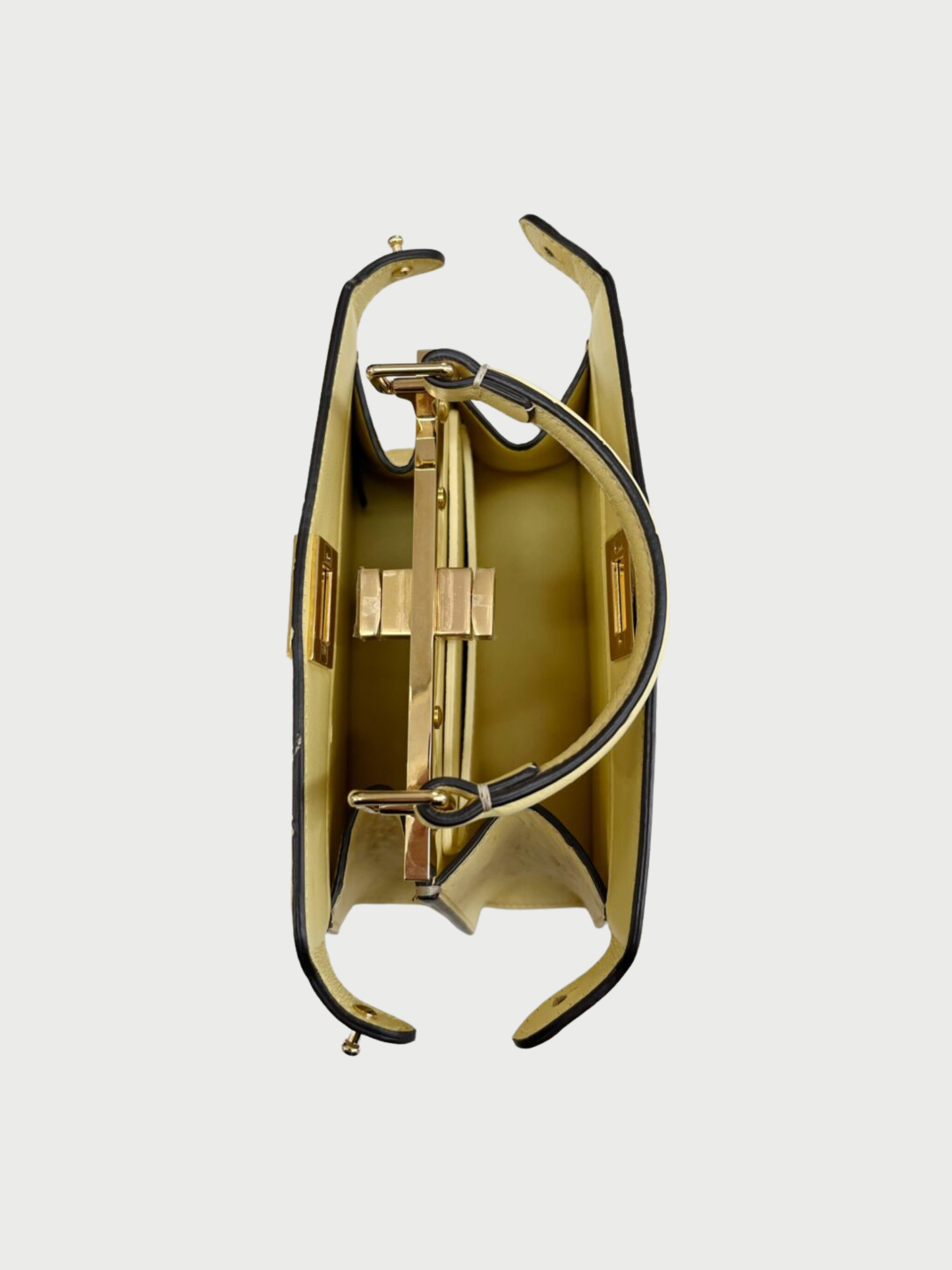Fendi 2020s Pale Yellow Ostrich Leather Peekaboo ISeeU Petite Bag