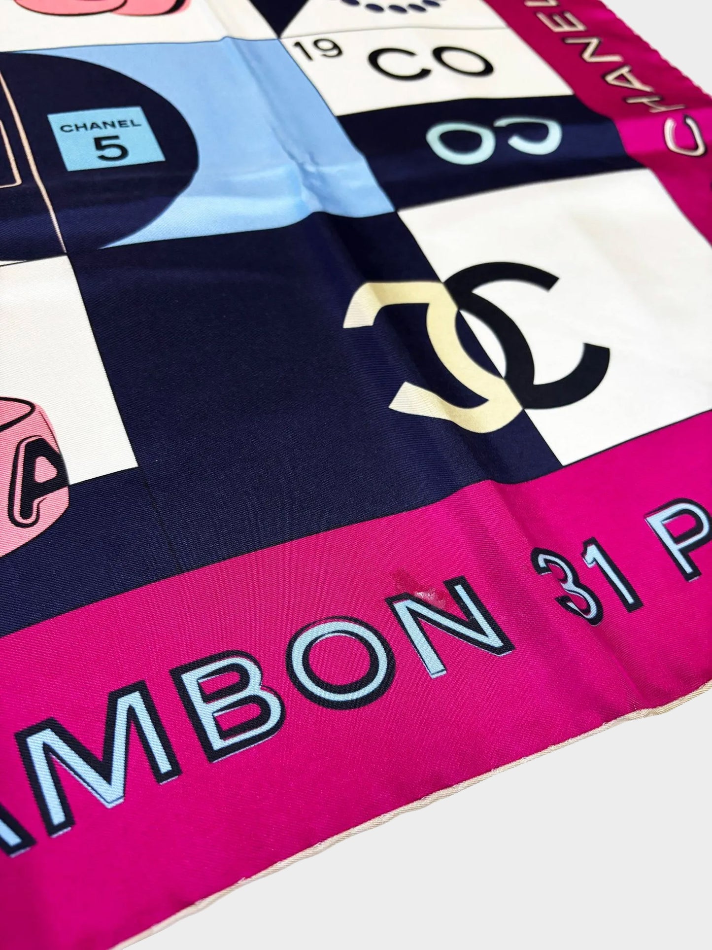 Chanel 2000s Rue Cambon Timeless CC Check Print Silk Scarf