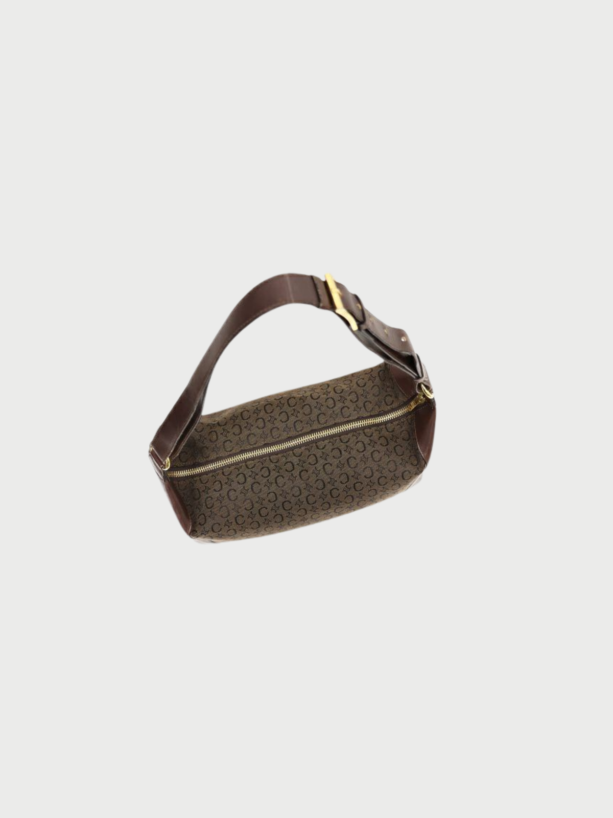 Celine 2000s Brown C-Macadam Canvas Leather One-Shoulder Bagc