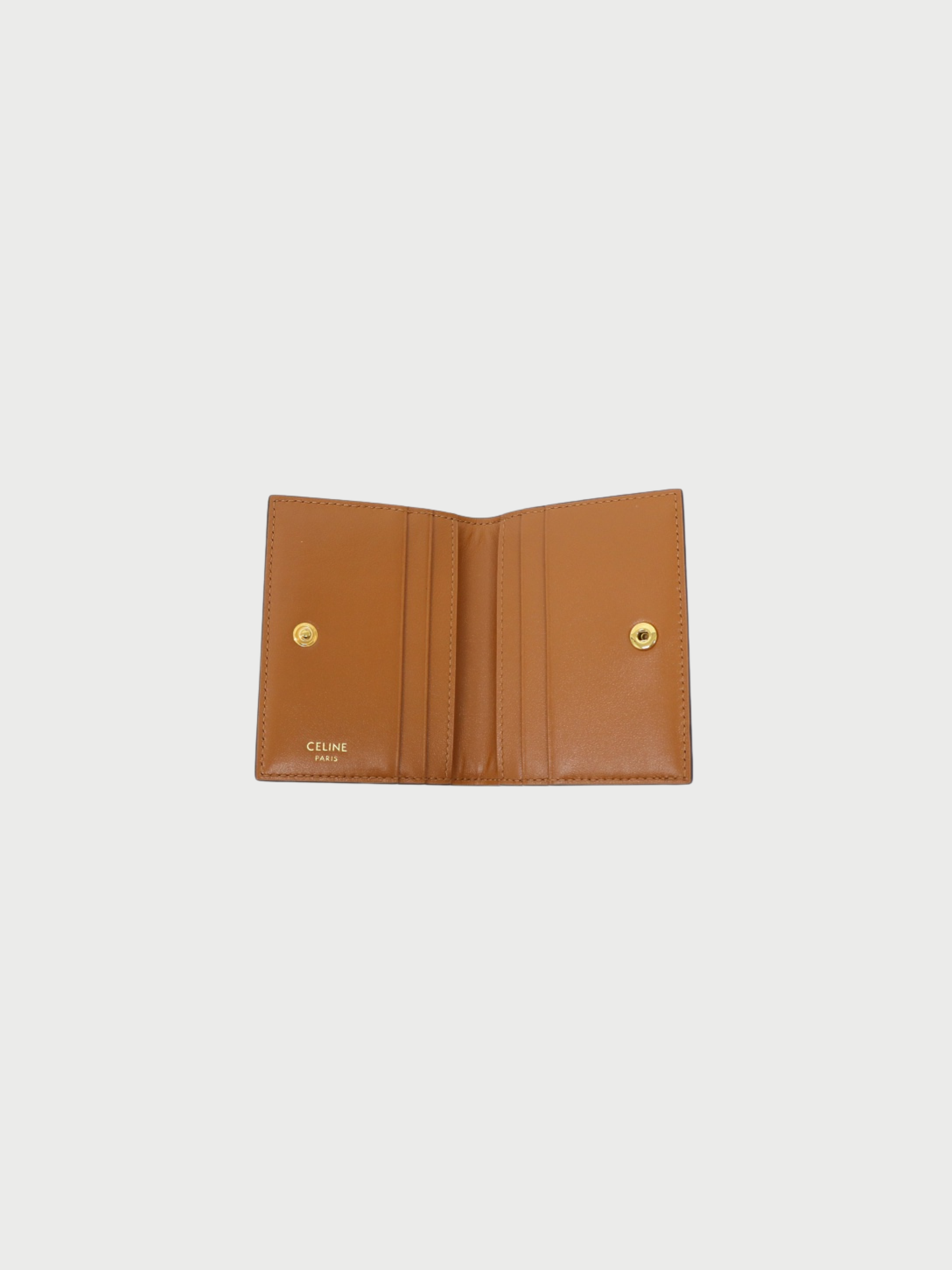 Celine 2020s Charcoal Green Brown Triomphe Bifold Card Holder