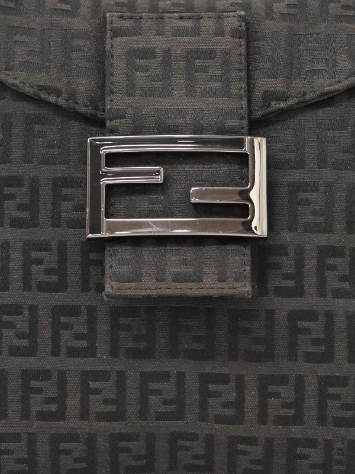 Fendi 2000s Black Zucchino Canvas Mamma Baguette Bag