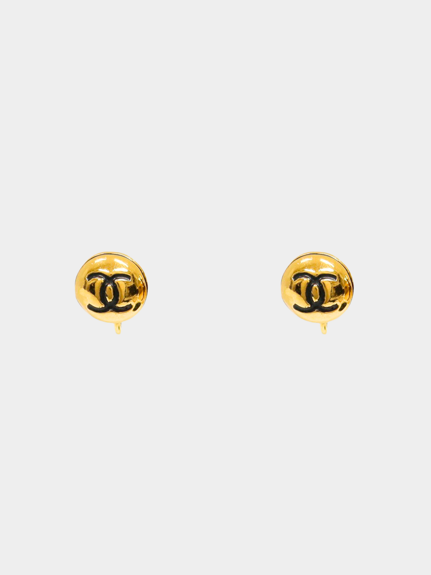 Chanel 1980s Gold CC Round Clip-on Earrings