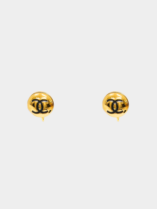 Chanel 1980s Gold CC Round Clip-on Earrings