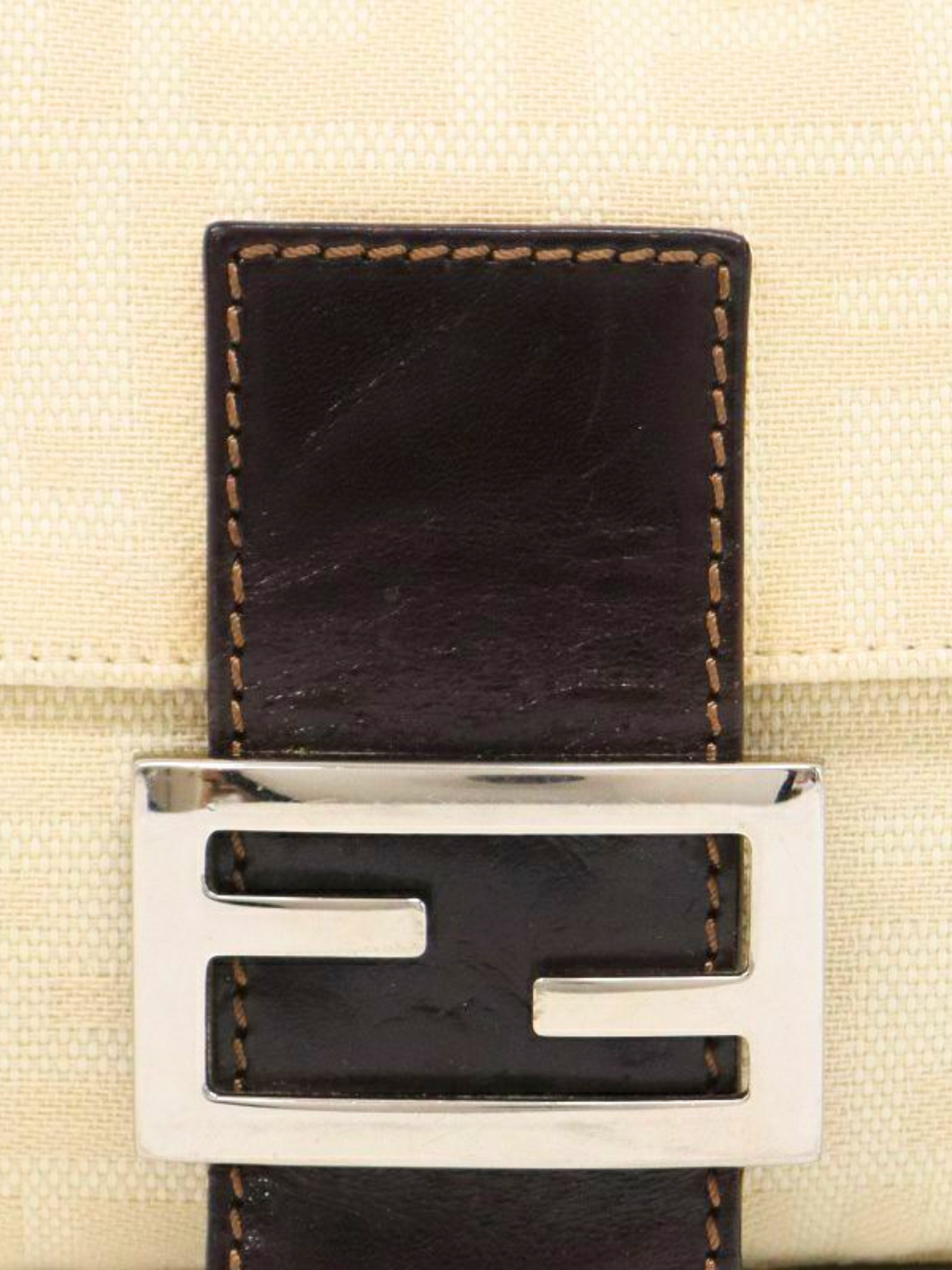 Fendi 2000s White Zucca Baguette Bag