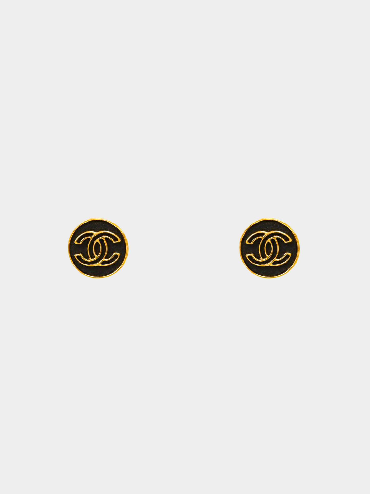 Chanel 1990s Black Round Clip-on Earrings